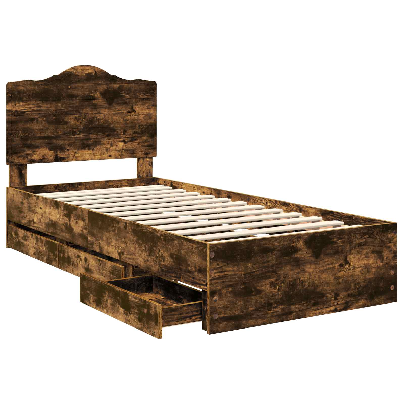 Cadre de lit avec tiroir Chêne Fumé 90 x 200 cm Bois Ingénierie - XIOS