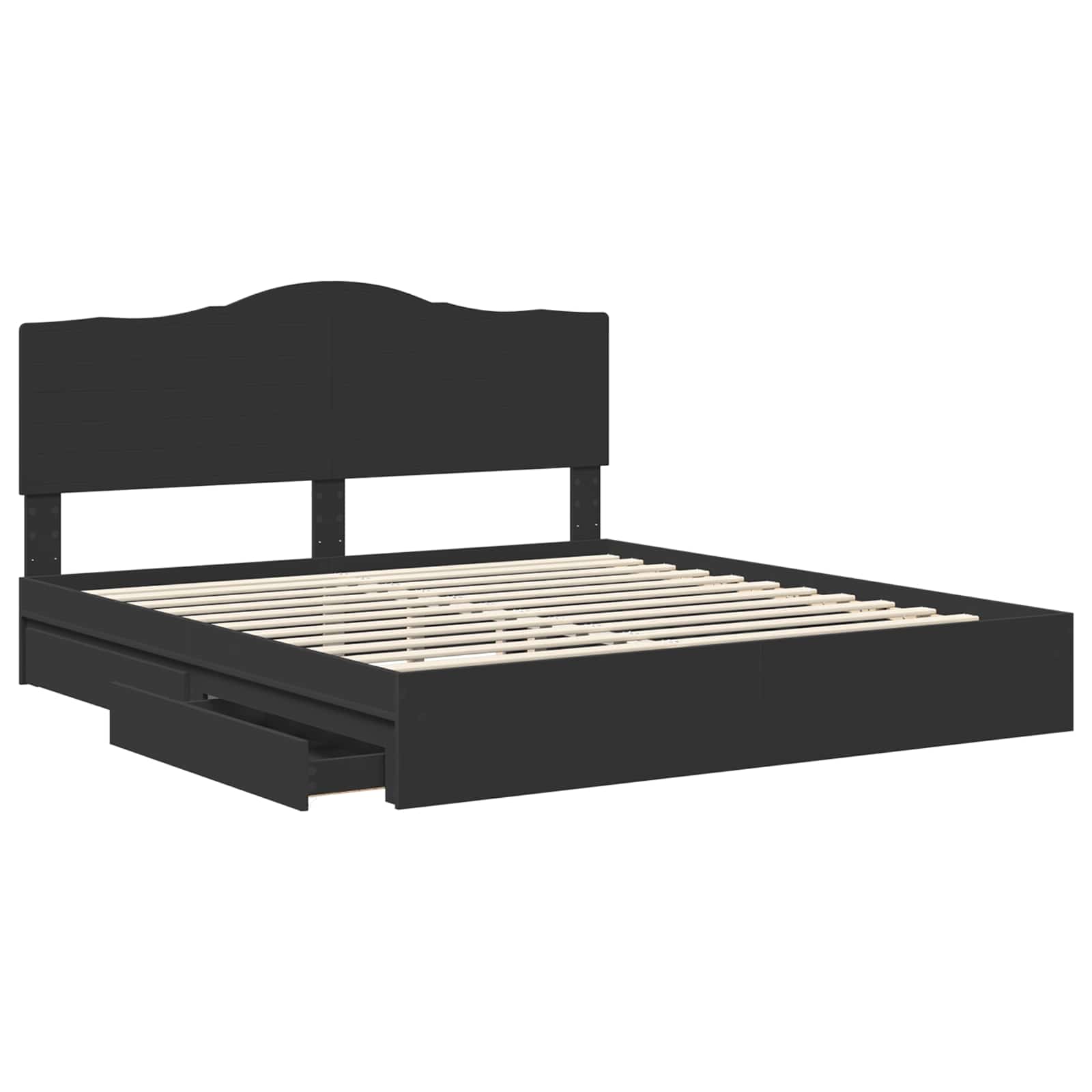 Lit de Rangement Noir 200 x 200 cm Bois d'ingénierie - XIOS