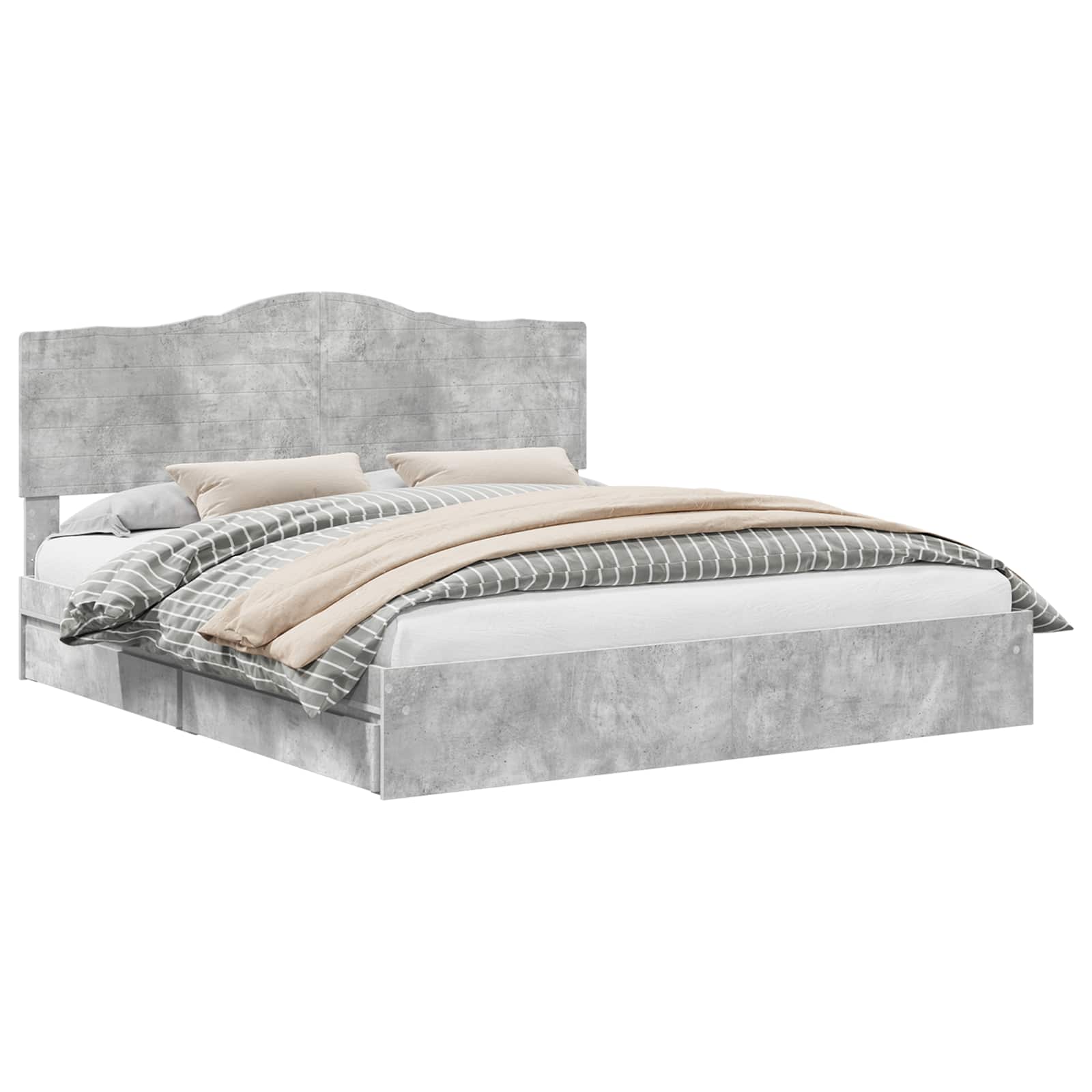 Lit de Rangement Gris béton 200 x 200 cm Bois d'ingénierie - XIOS