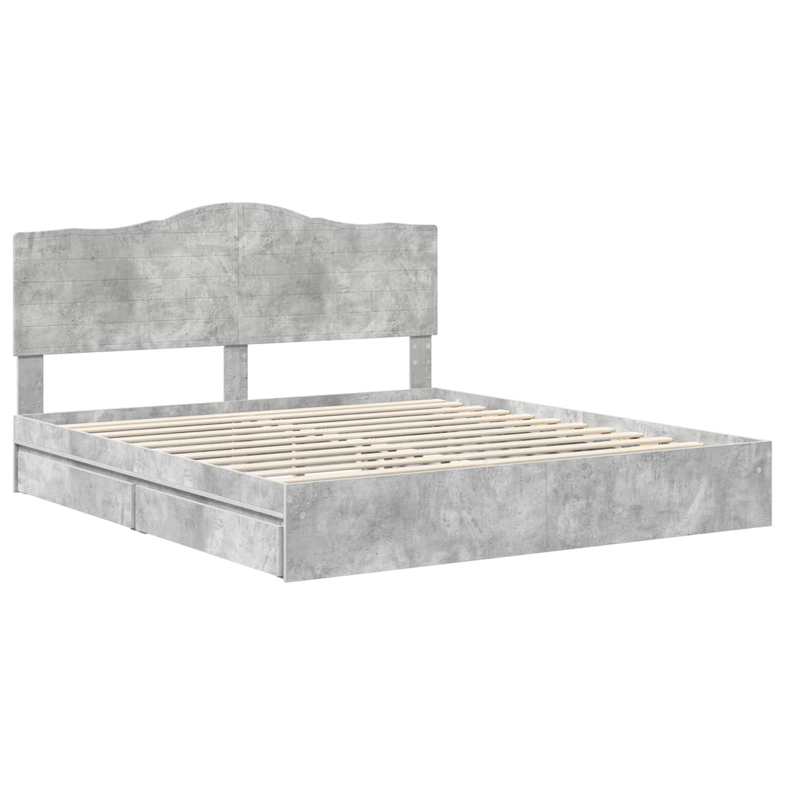 Lit de Rangement Gris béton 200 x 200 cm Bois d'ingénierie - XIOS