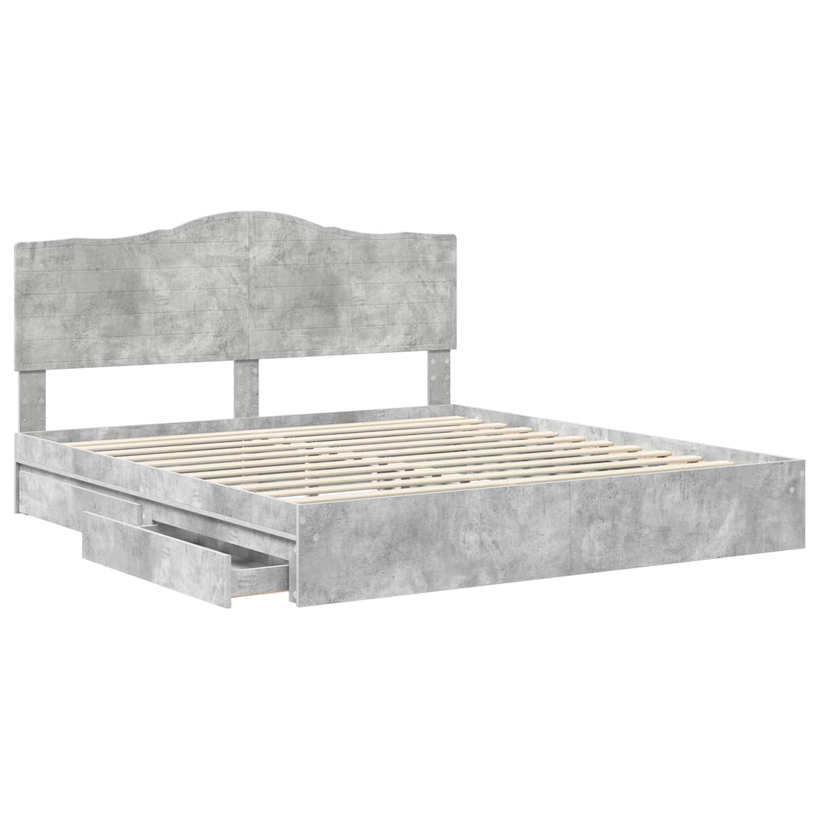 Lit de Rangement Gris béton 200 x 200 cm Bois d'ingénierie - XIOS
