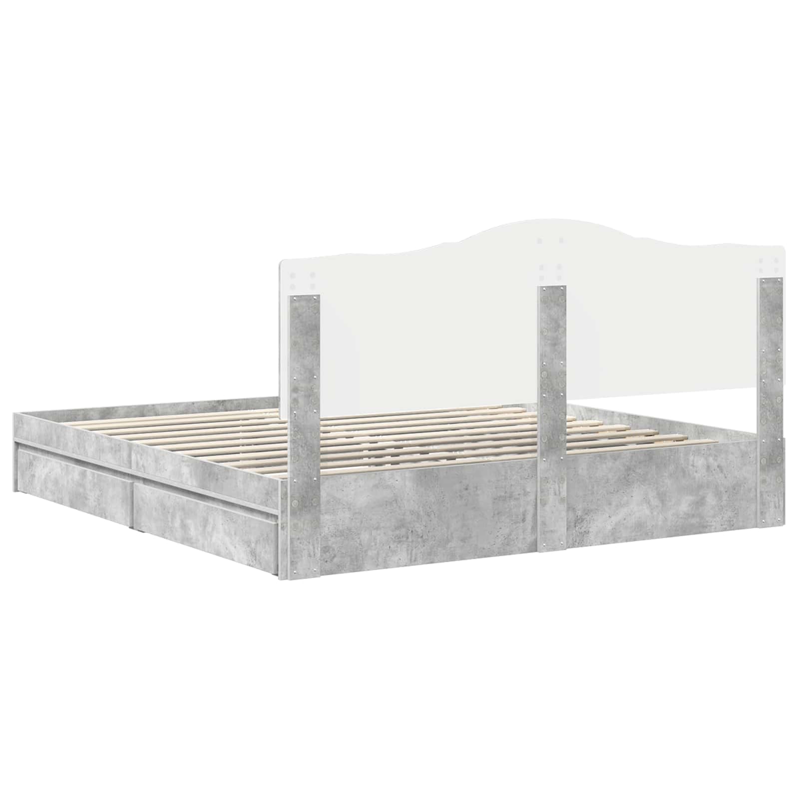 Lit de Rangement Gris béton 200 x 200 cm Bois d'ingénierie - XIOS