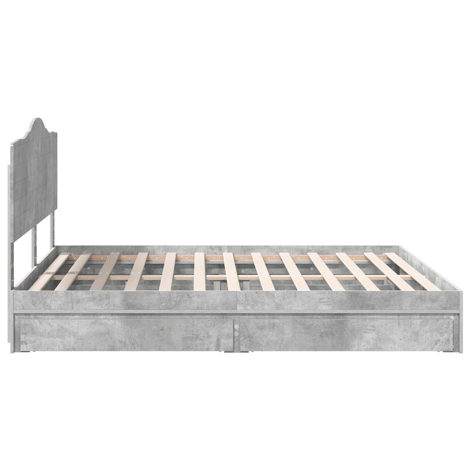 Lit de Rangement Gris béton 200 x 200 cm Bois d'ingénierie - XIOS