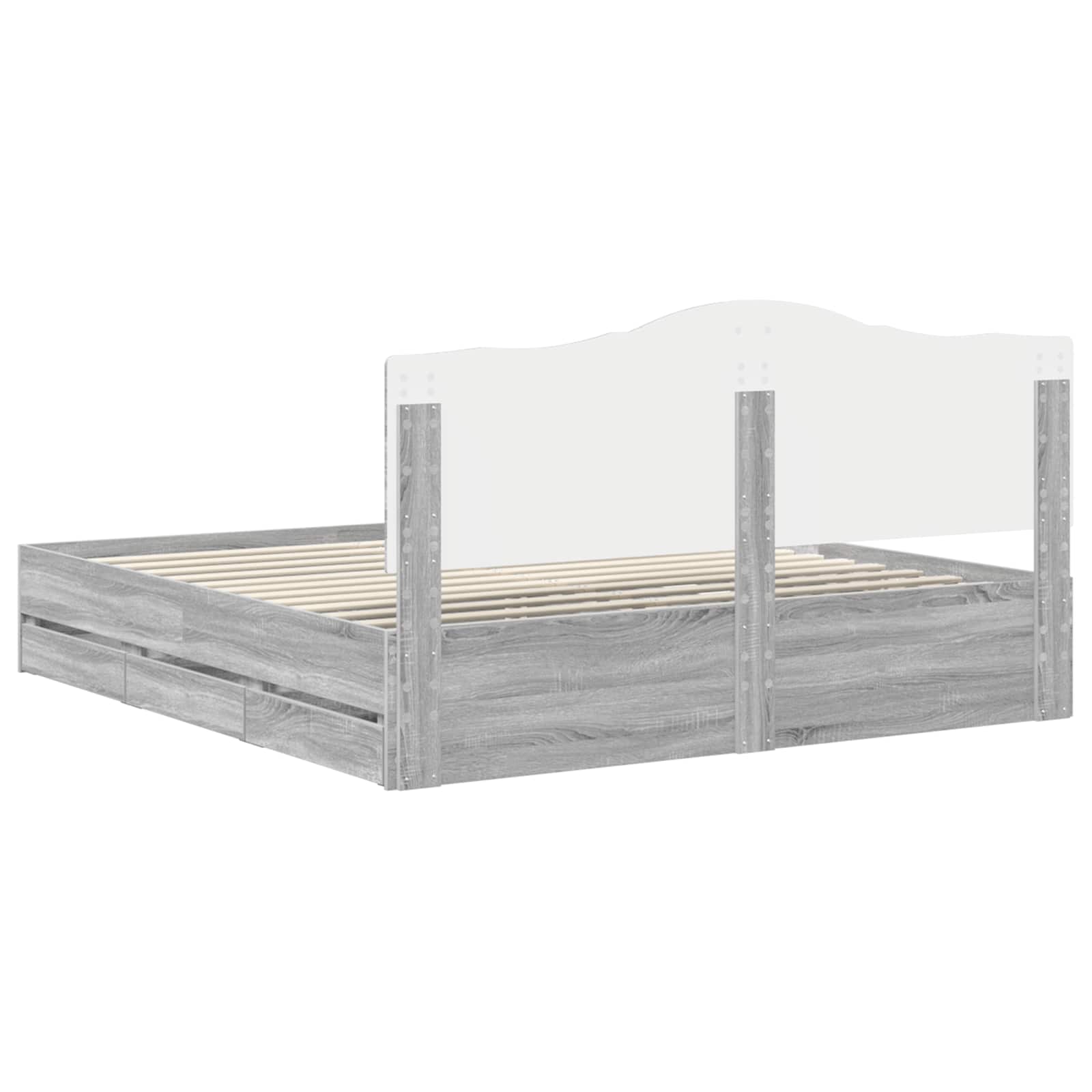 Lit de Rangement Gris Sonoma 200 x 200 cm Bois d'ingénierie - XIOS