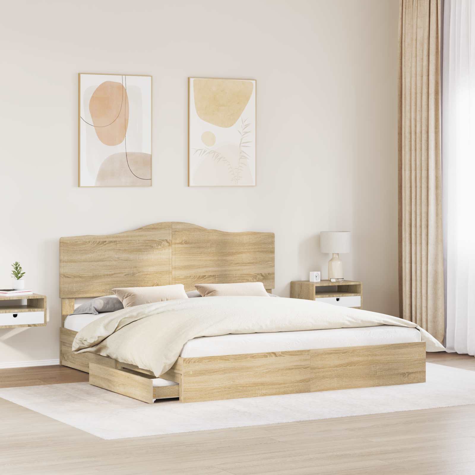 Lit de Rangement Chêne Sonoma 180 x 200 cm Bois d'ingénierie - XIOS