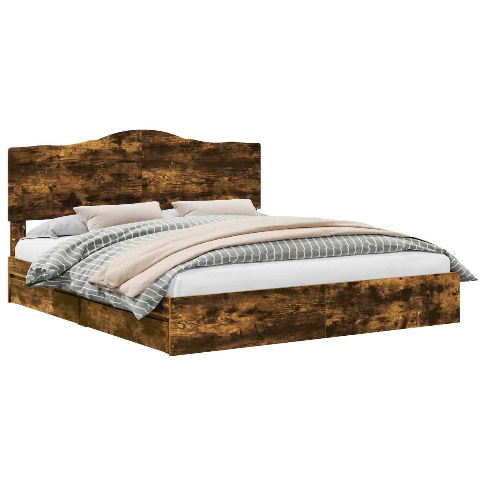 Lit de Rangement Chêne fumé 180 x 200 cm Bois d'ingénierie - XIOS