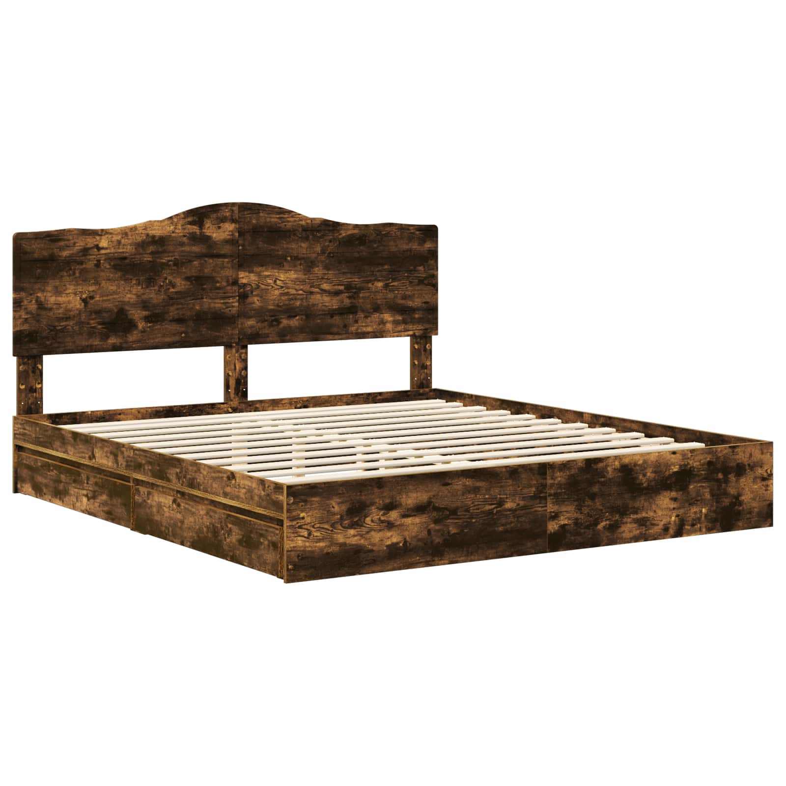 Lit de Rangement Chêne fumé 180 x 200 cm Bois d'ingénierie - XIOS