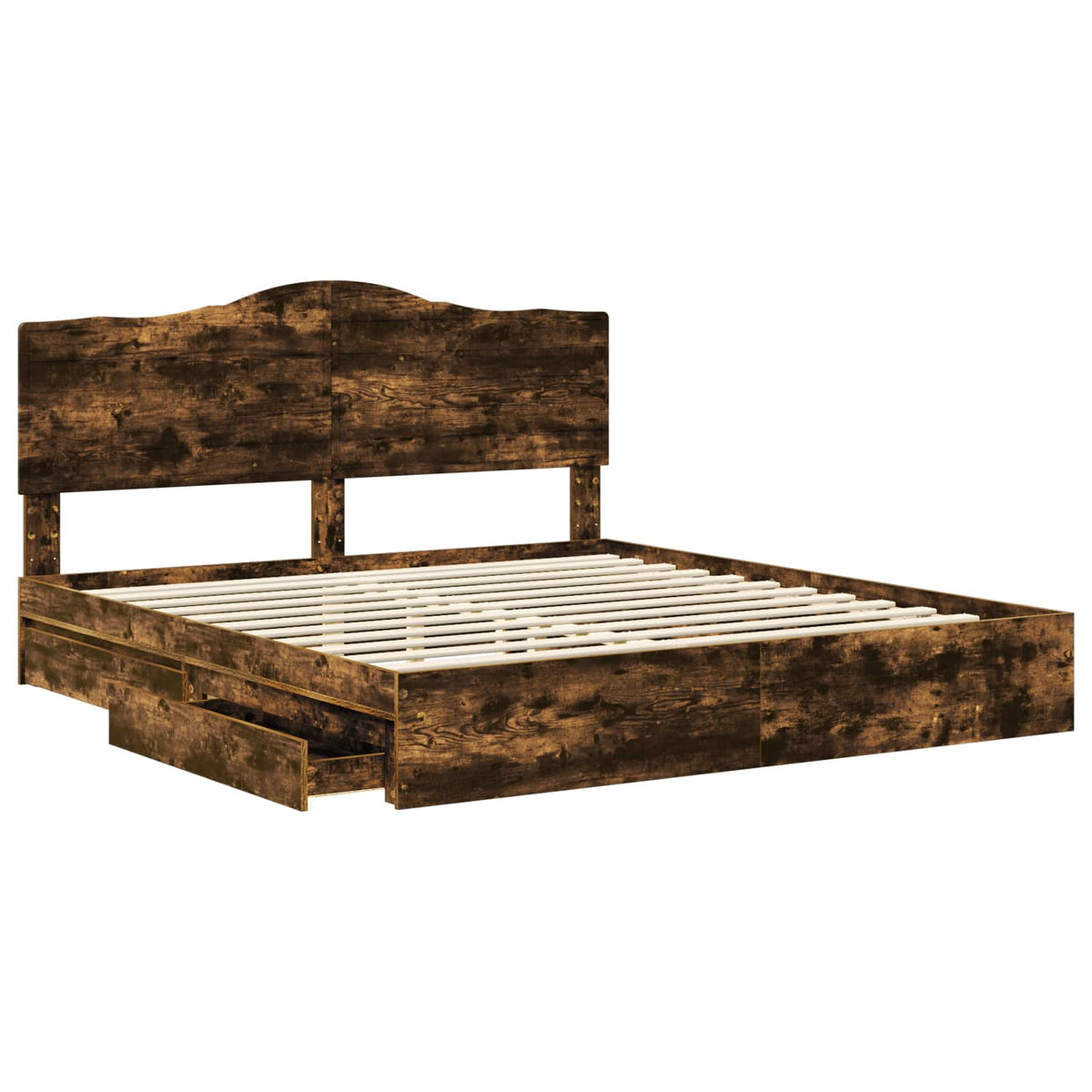 Lit de Rangement Chêne fumé 180 x 200 cm Bois d'ingénierie