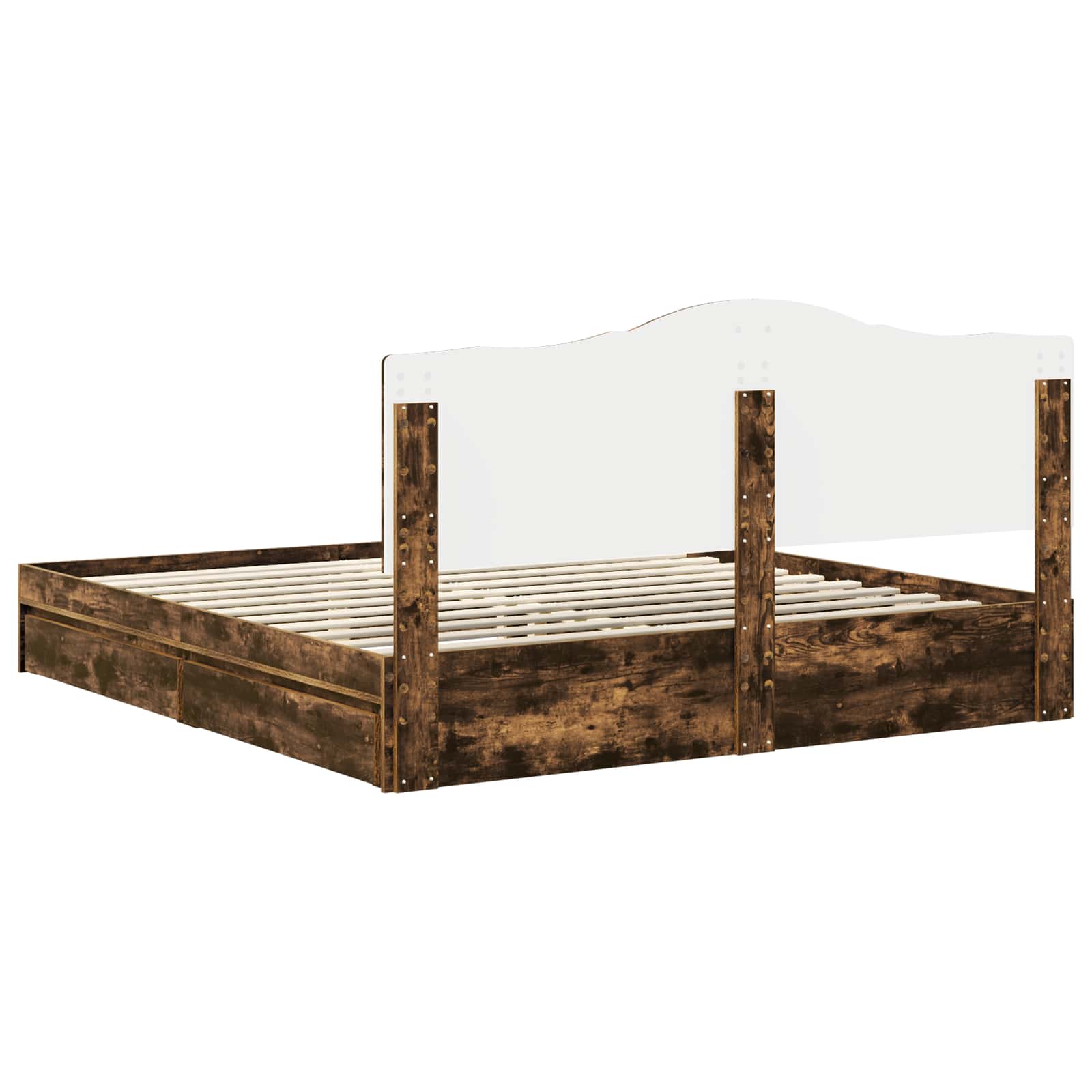 Lit de Rangement Chêne fumé 180 x 200 cm Bois d'ingénierie