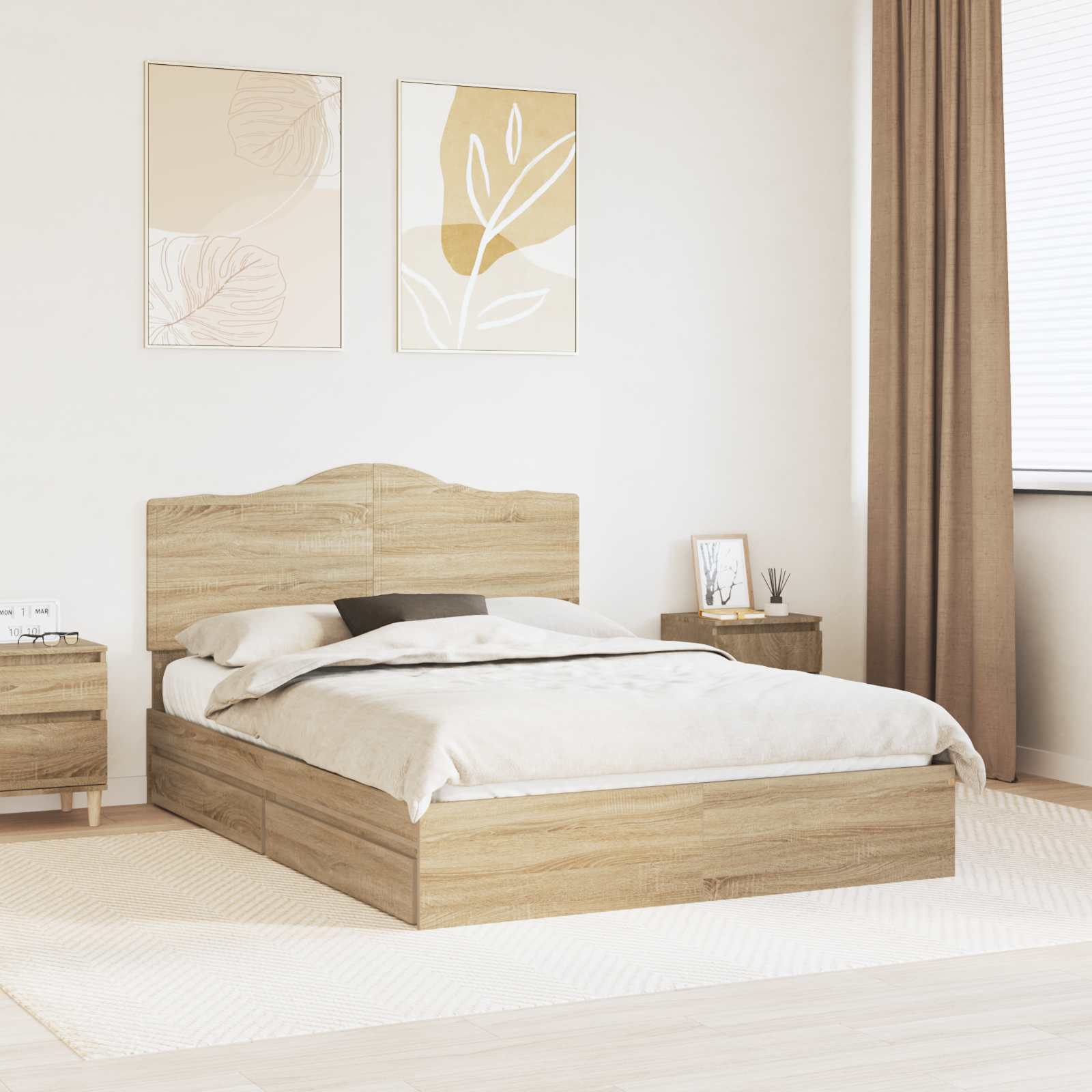 Lit de Rangement Chêne Sonoma 160 x 200 cm Bois d'ingénierie - XIOS