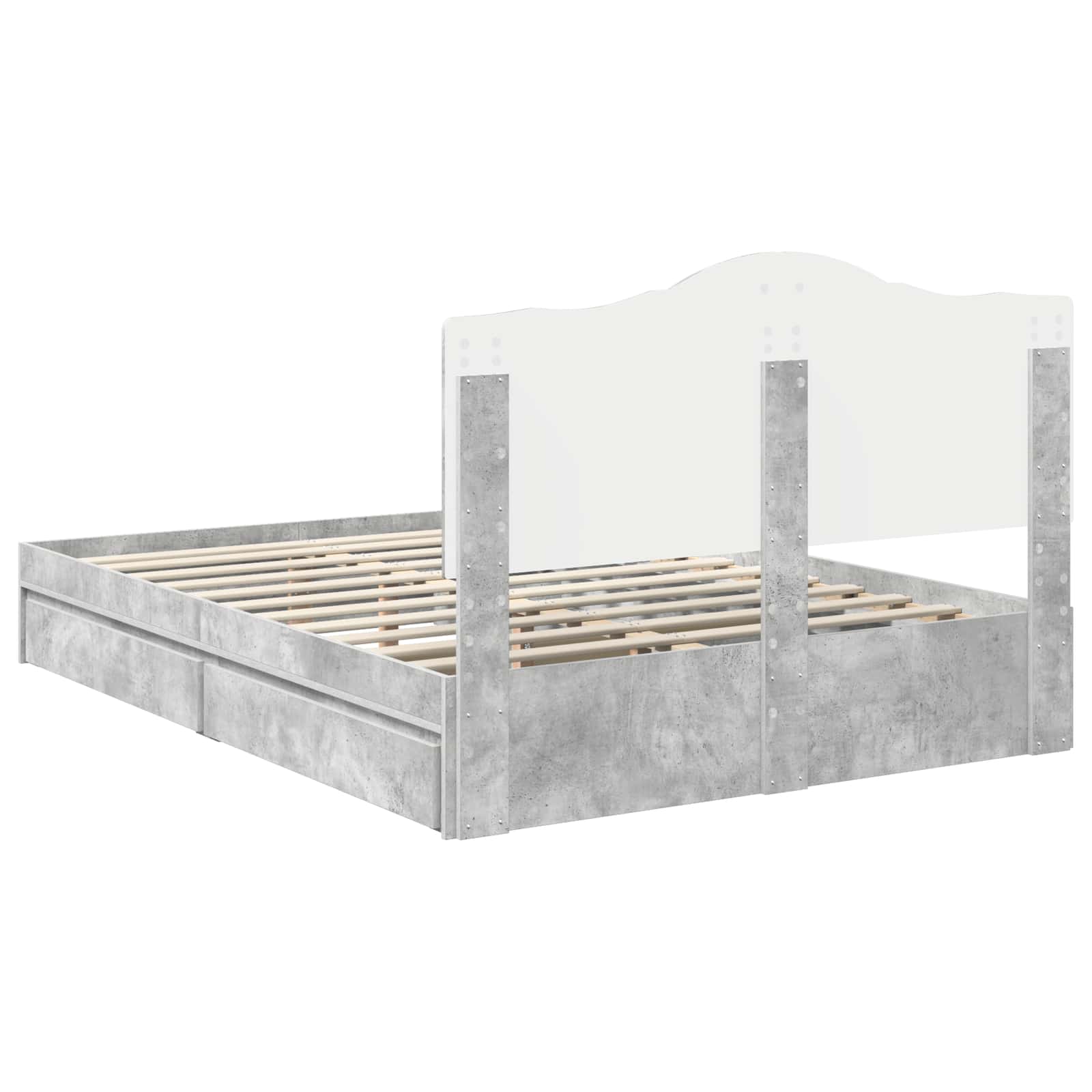 Lit de Rangement Gris béton 160 x 200 cm Bois d'ingénierie - XIOS