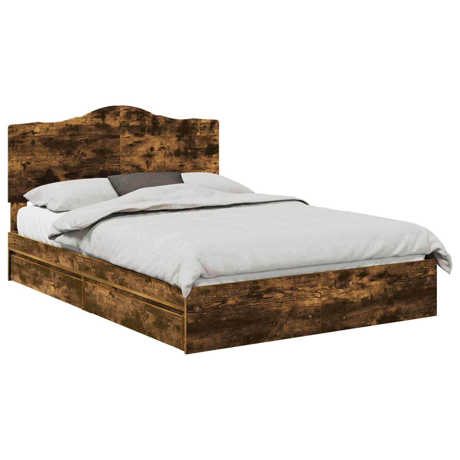 Lit de Rangement Chêne fumé 160 x 200 cm Bois d'ingénierie