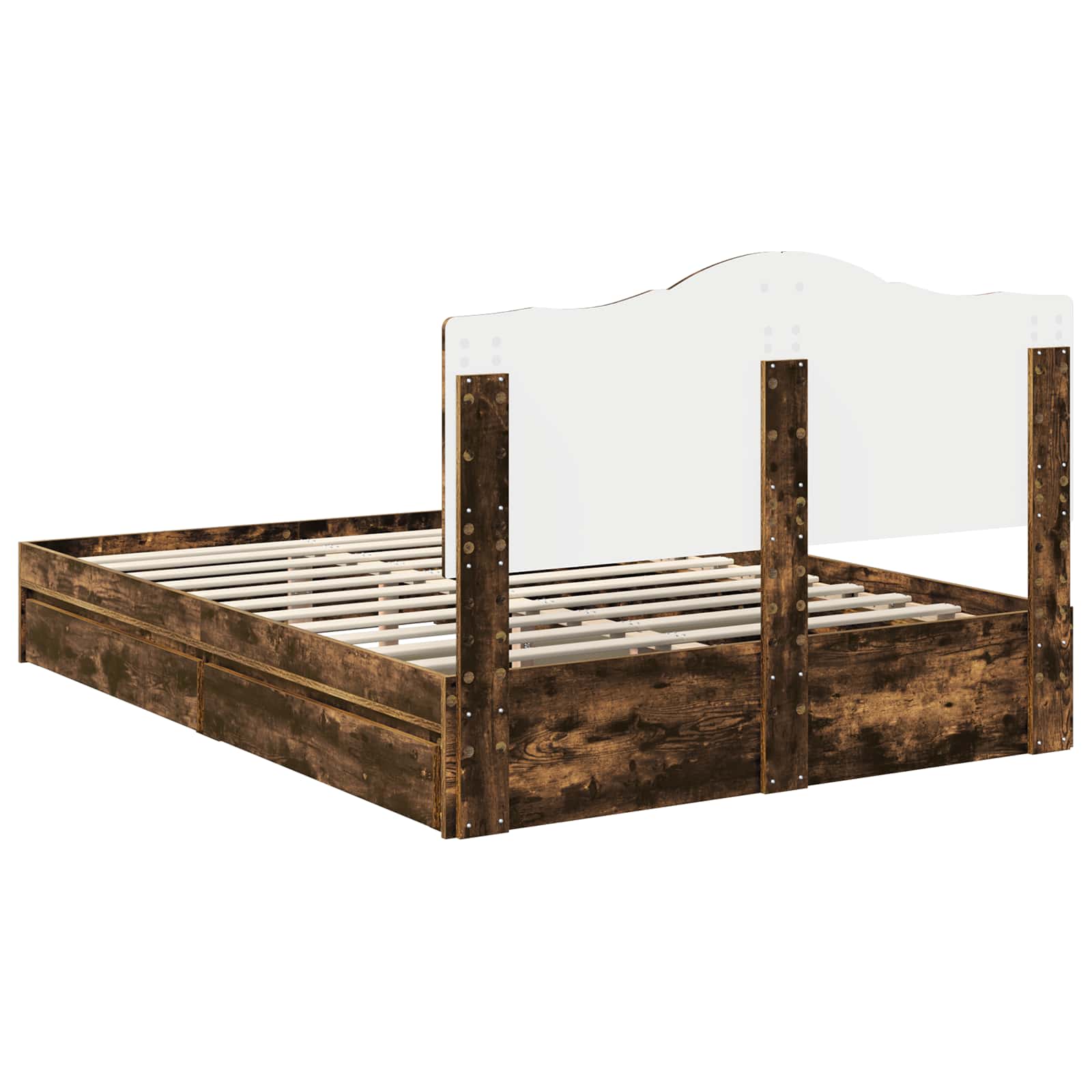 Lit de Rangement Chêne fumé 160 x 200 cm Bois d'ingénierie