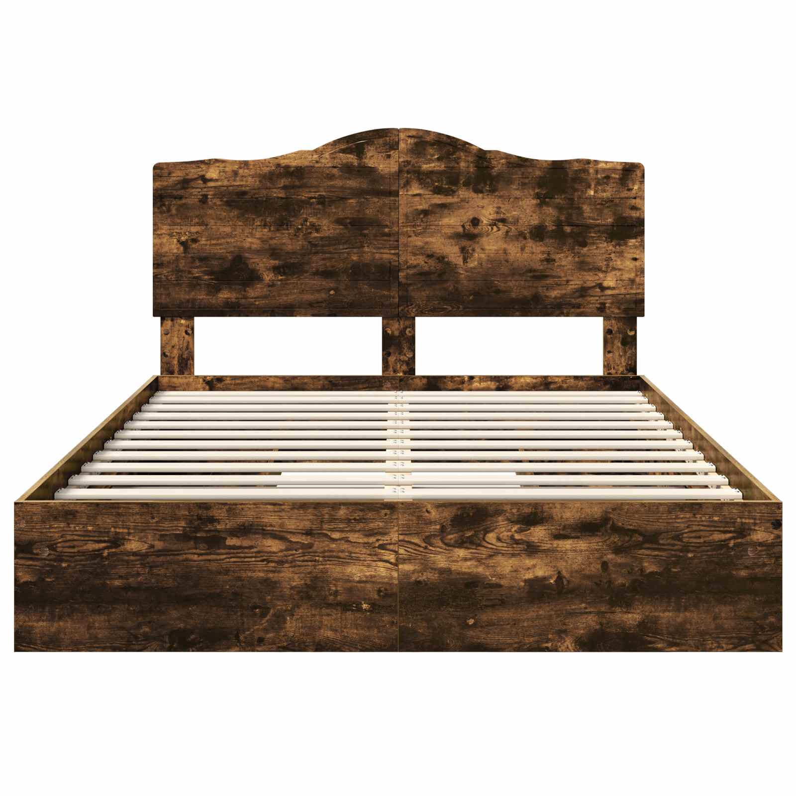 Lit de Rangement Chêne fumé 160 x 200 cm Bois d'ingénierie