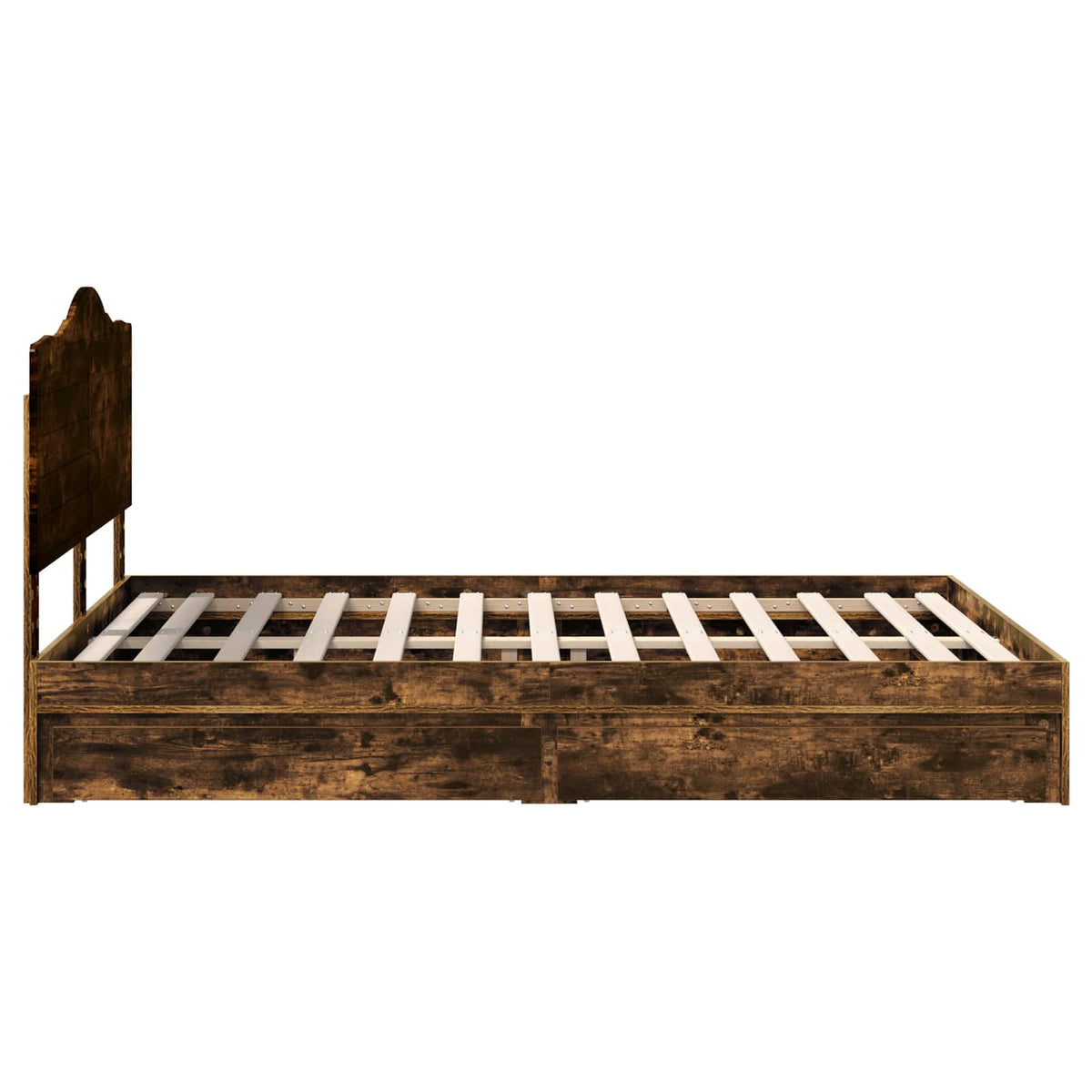 Lit de Rangement Chêne fumé 160 x 200 cm Bois d'ingénierie