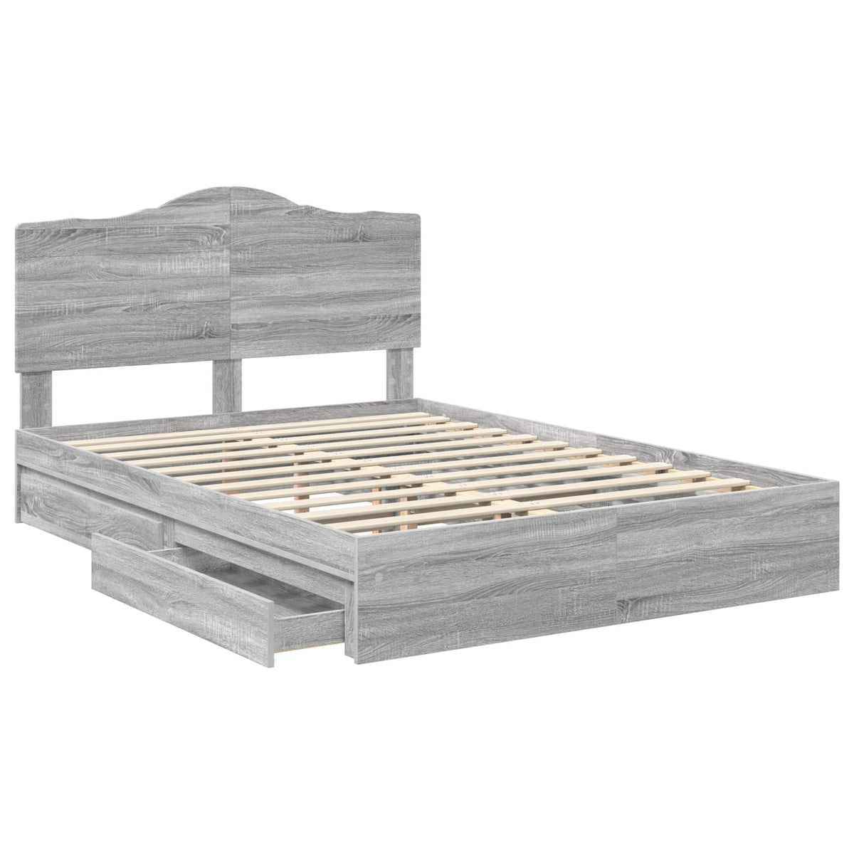 Lit de Rangement Gris Sonoma 160 x 200 cm Bois d'ingénierie