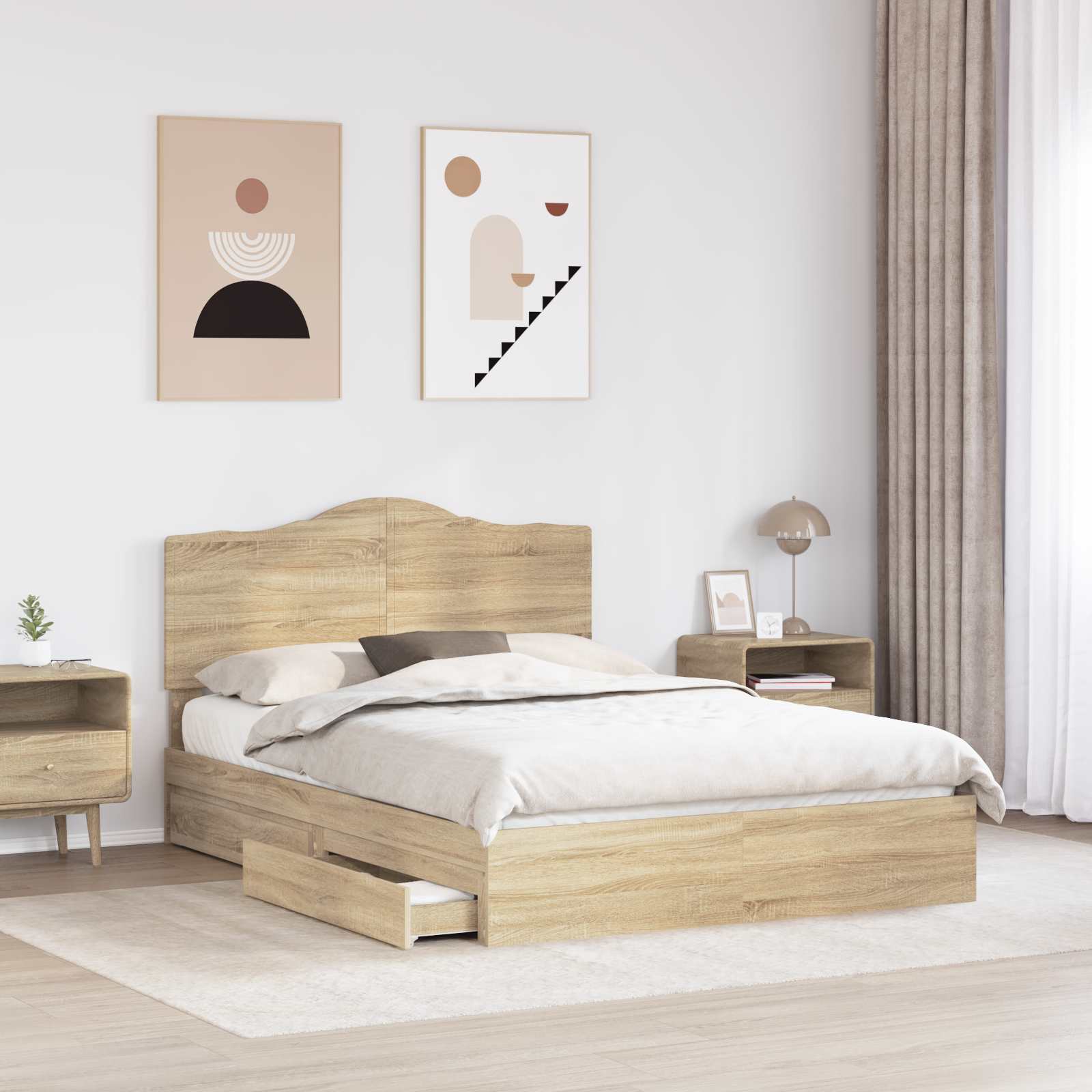 Lit de Rangement Chêne Sonoma 150 x 200 cm Bois d'ingénierie - XIOS