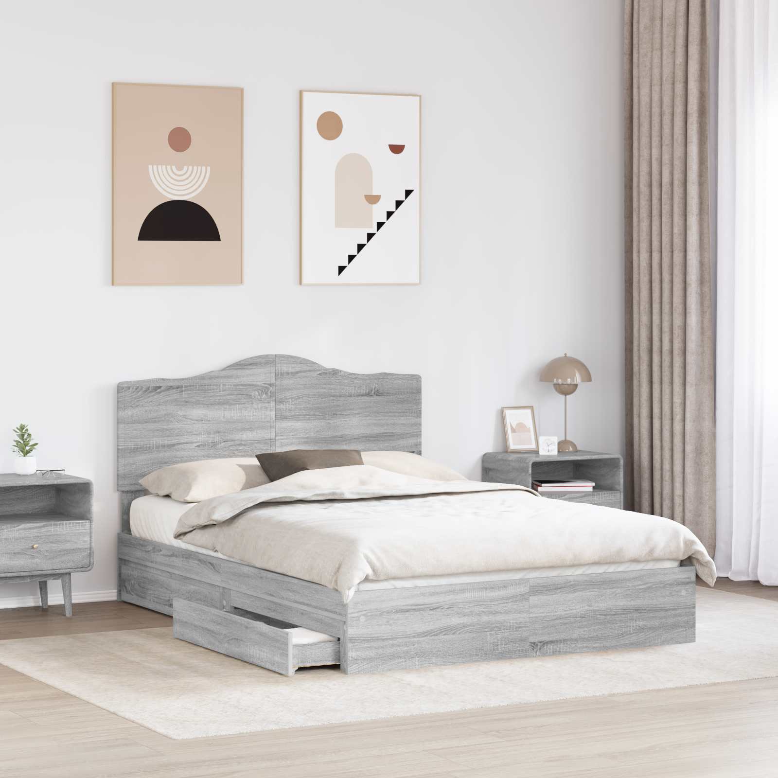 Lit de Rangement Gris Sonoma 140 x 200 cm Bois d'ingénierie - XIOS