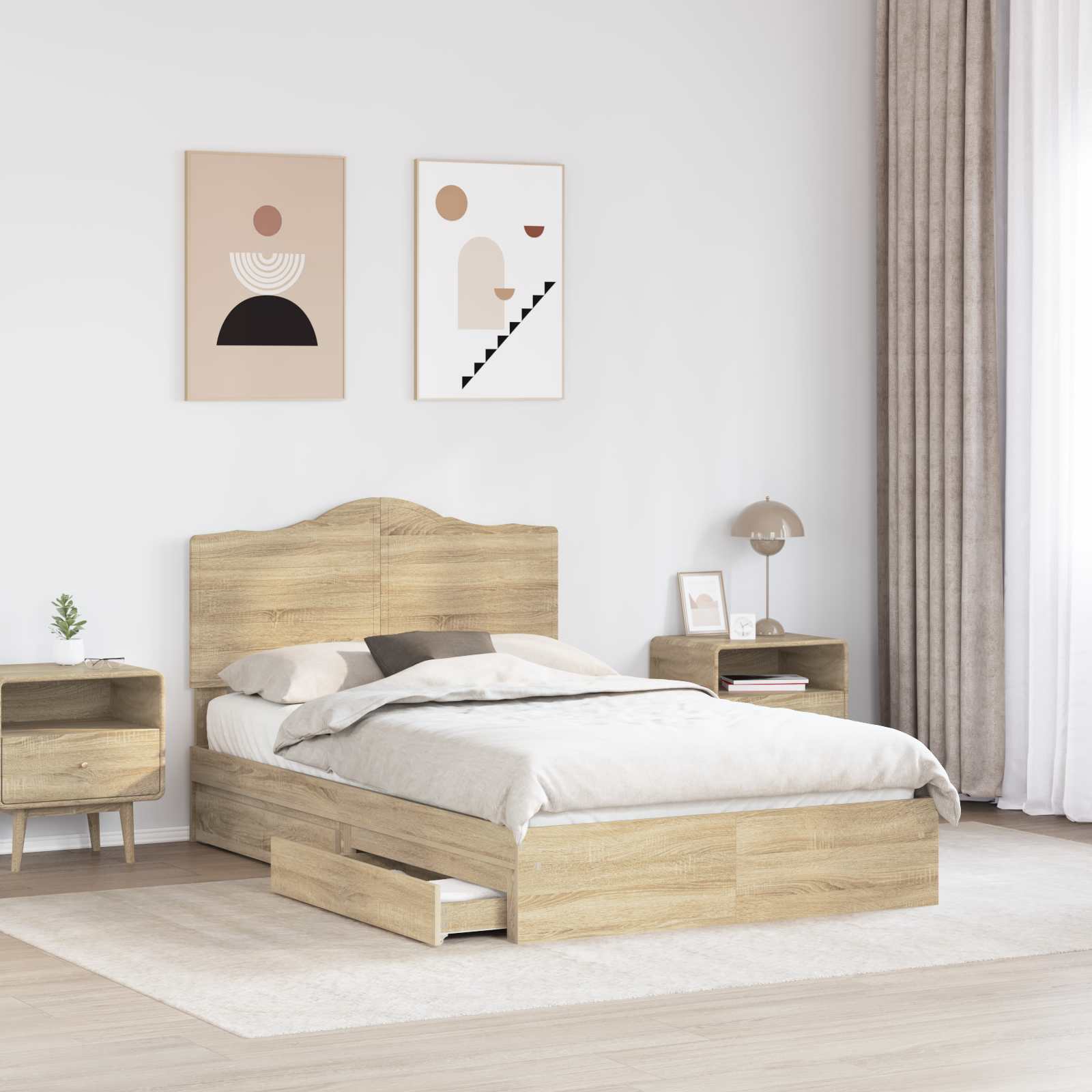 Lit de Rangement Chêne Sonoma 135 x 190 cm Bois d'ingénierie - XIOS