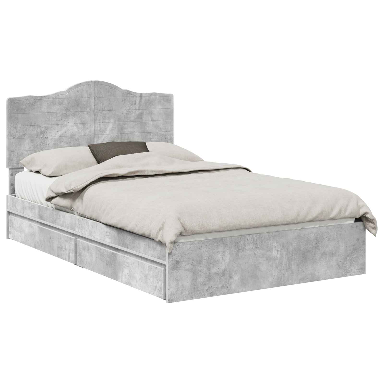 Lit de Rangement Gris béton 135 x 190 cm Bois d'ingénierie - XIOS