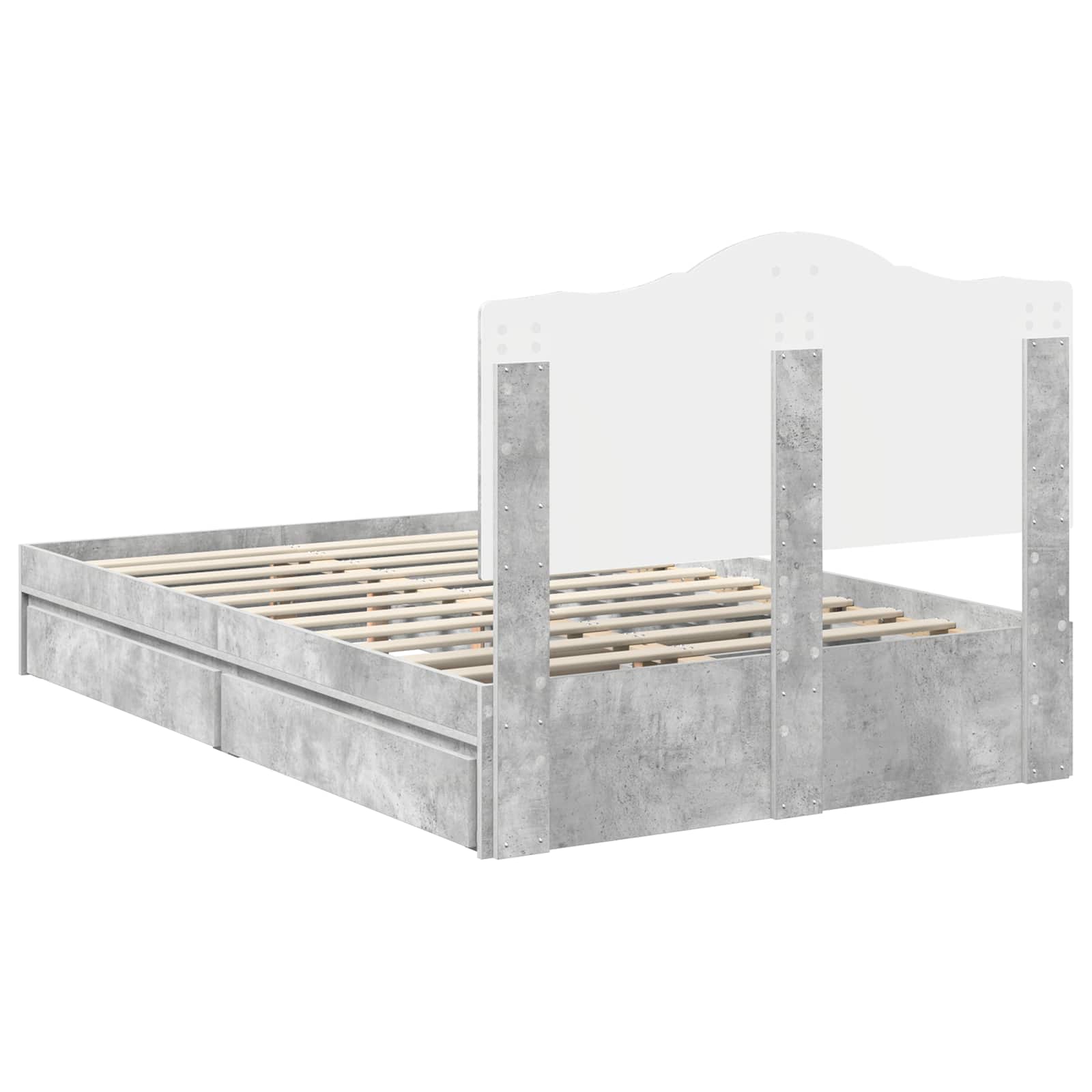 Cadre de lit Gris béton 135 x 190 cm Bois d'ingénierie - XIOS