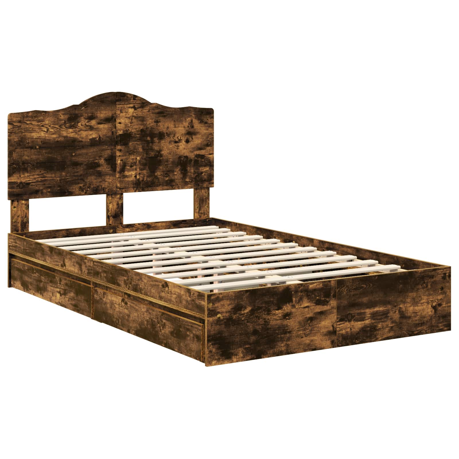 Lit de Rangement Chêne fumé 135 x 190 cm Bois d'ingénierie - XIOS