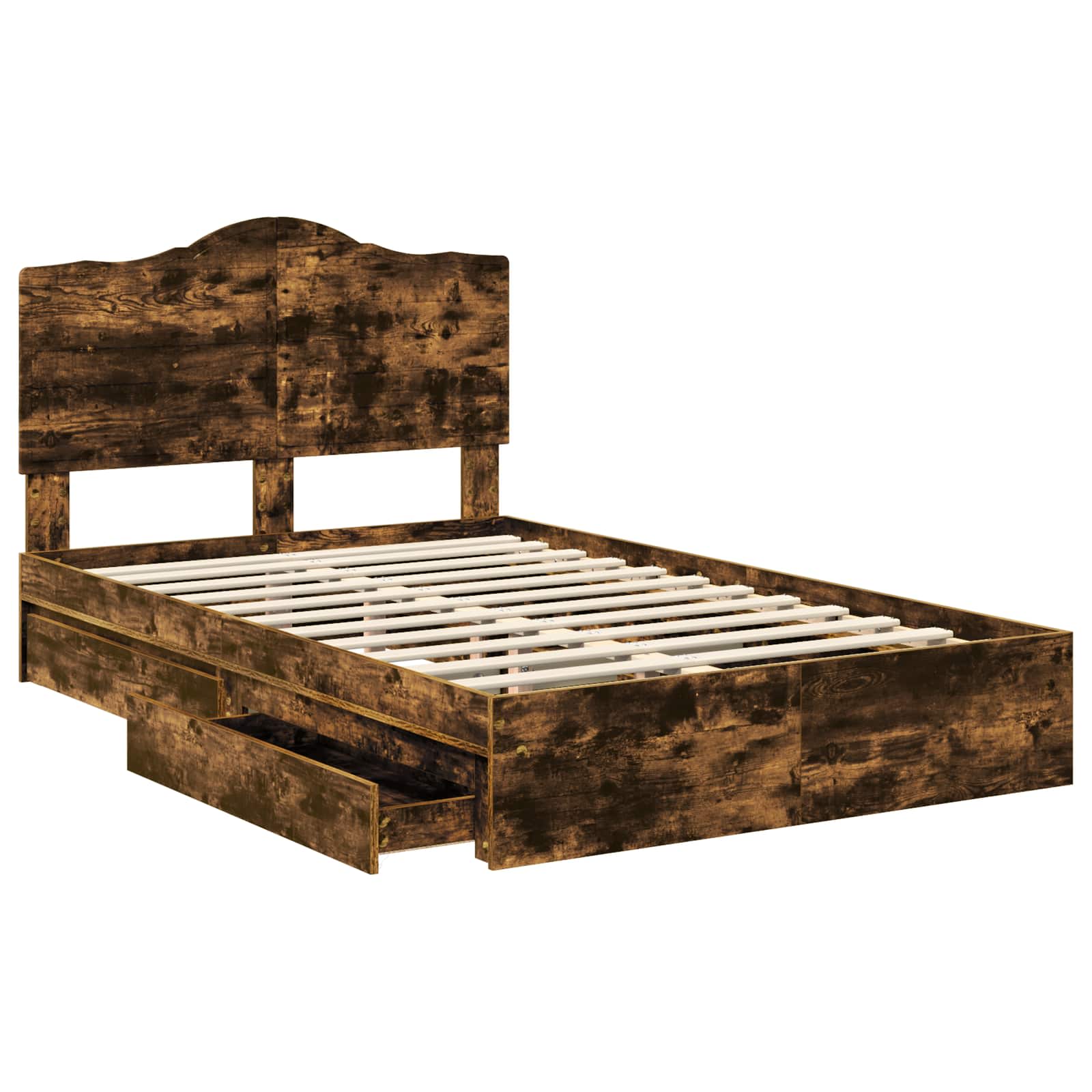 Lit de Rangement Chêne fumé 135 x 190 cm Bois d'ingénierie - XIOS