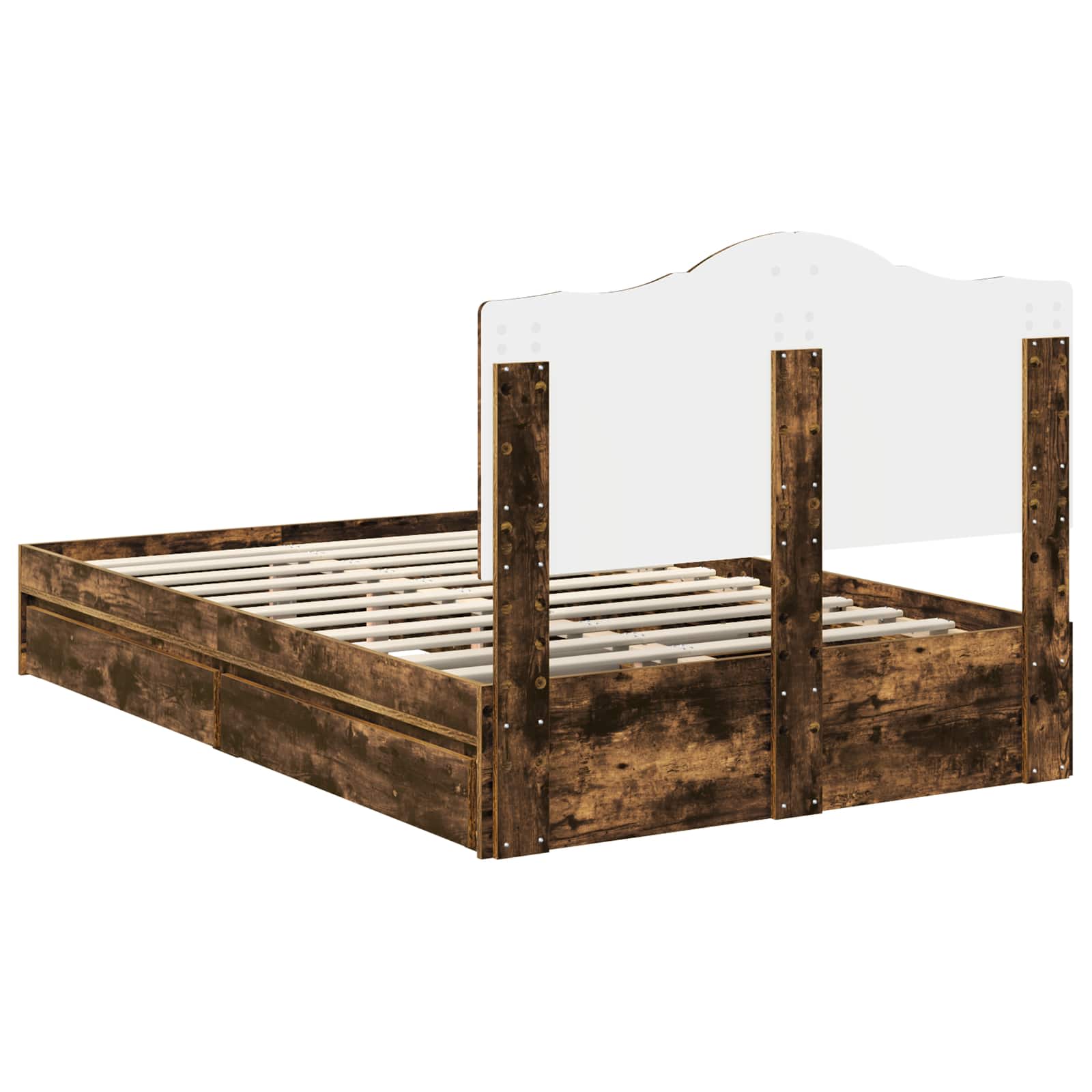 Lit de Rangement Chêne fumé 135 x 190 cm Bois d'ingénierie - XIOS