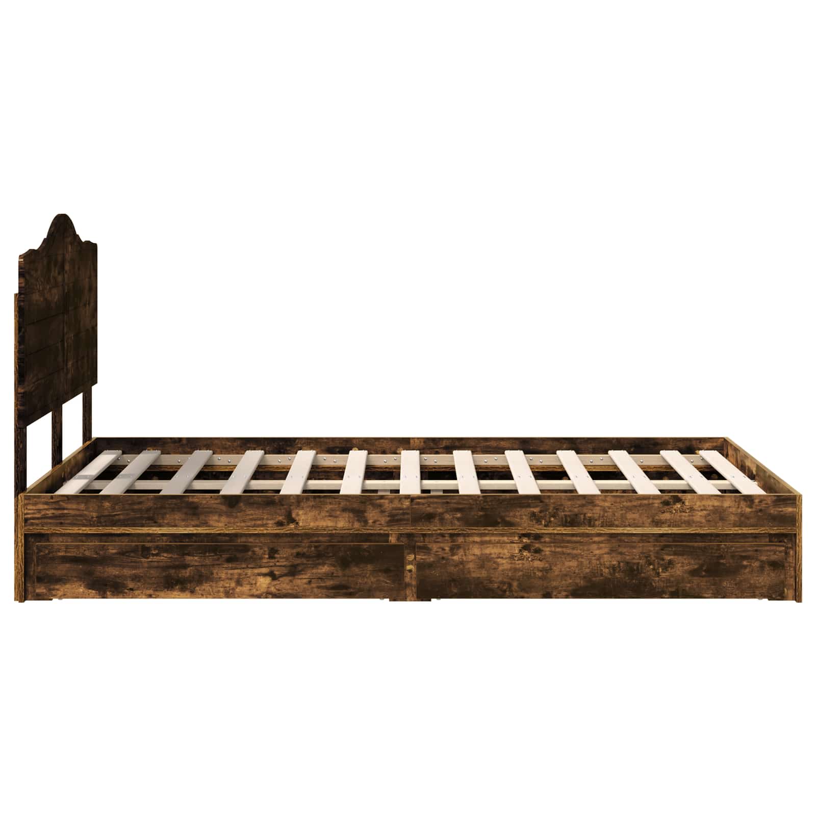 Lit de Rangement Chêne fumé 135 x 190 cm Bois d'ingénierie - XIOS