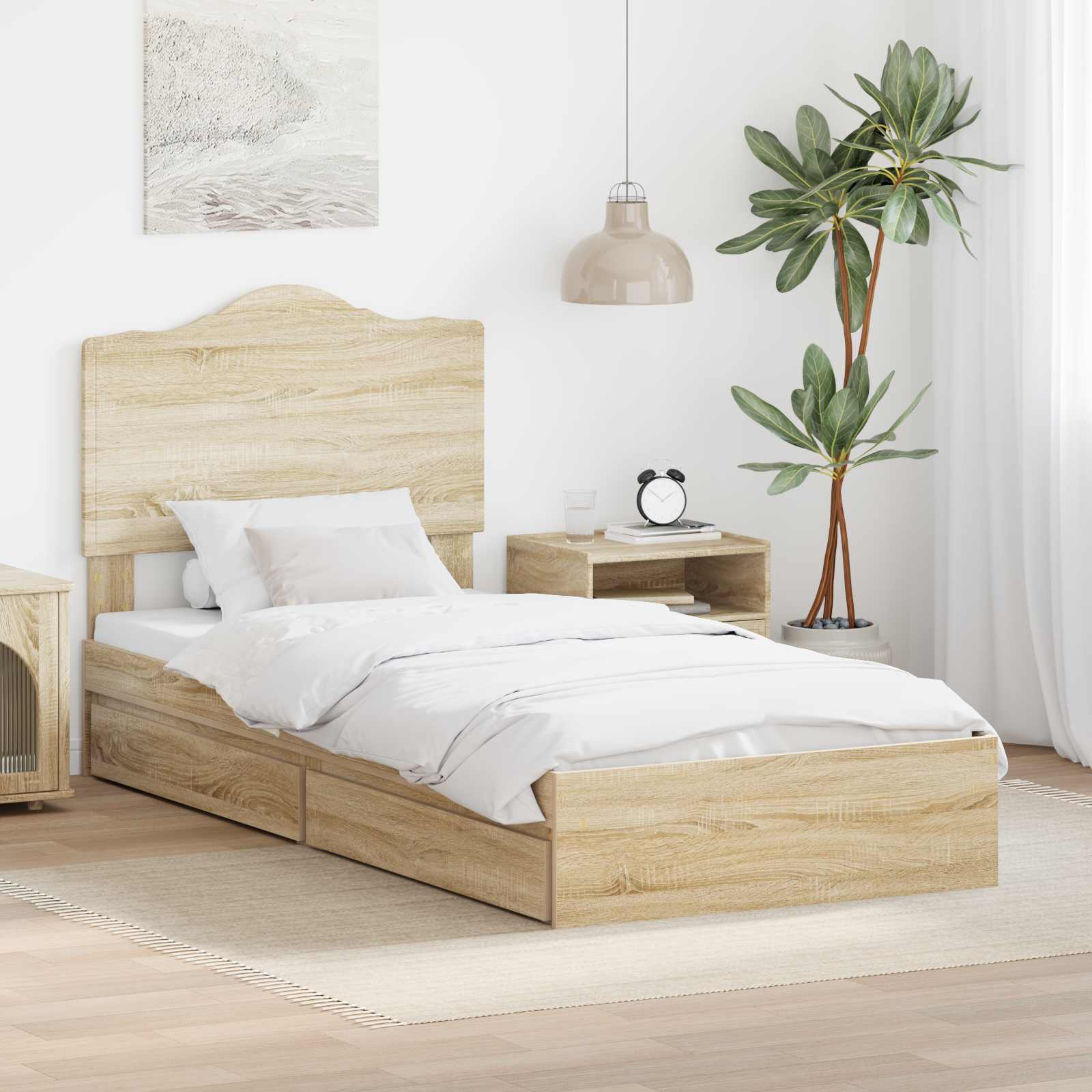 Lit de Rangement Chêne Sonoma 100 x 200 cm Bois d'ingénierie - XIOS