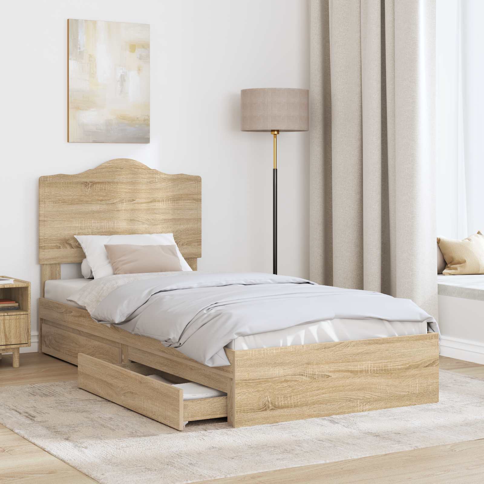 Lit de Rangement Chêne Sonoma 100 x 200 cm Bois d'ingénierie - XIOS