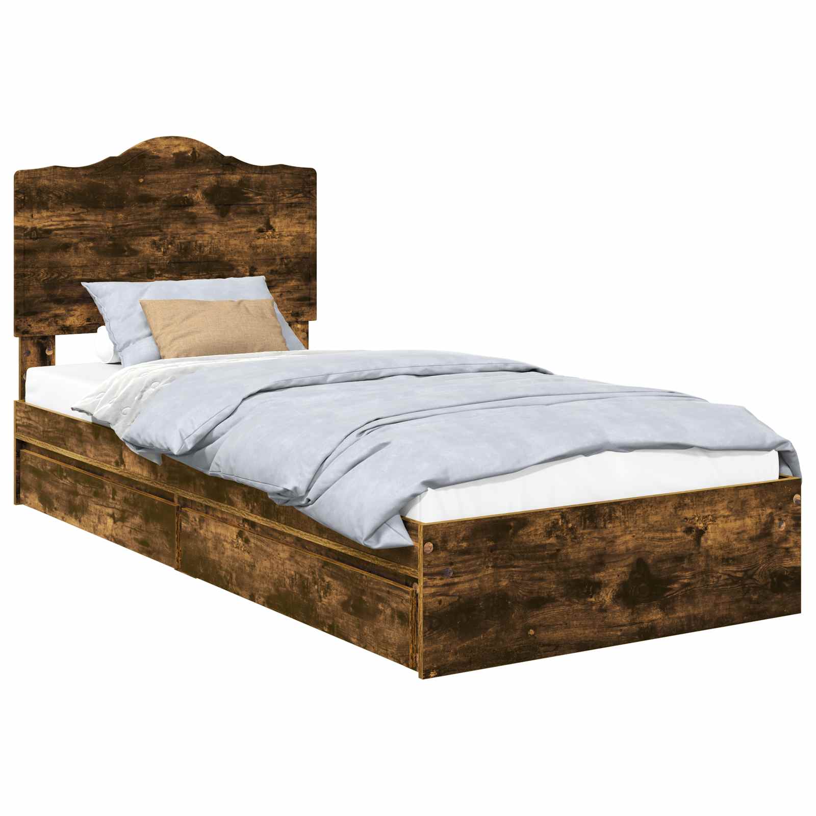 Lit de Rangement Chêne fumé 100 x 200 cm Bois d'ingénierie - XIOS