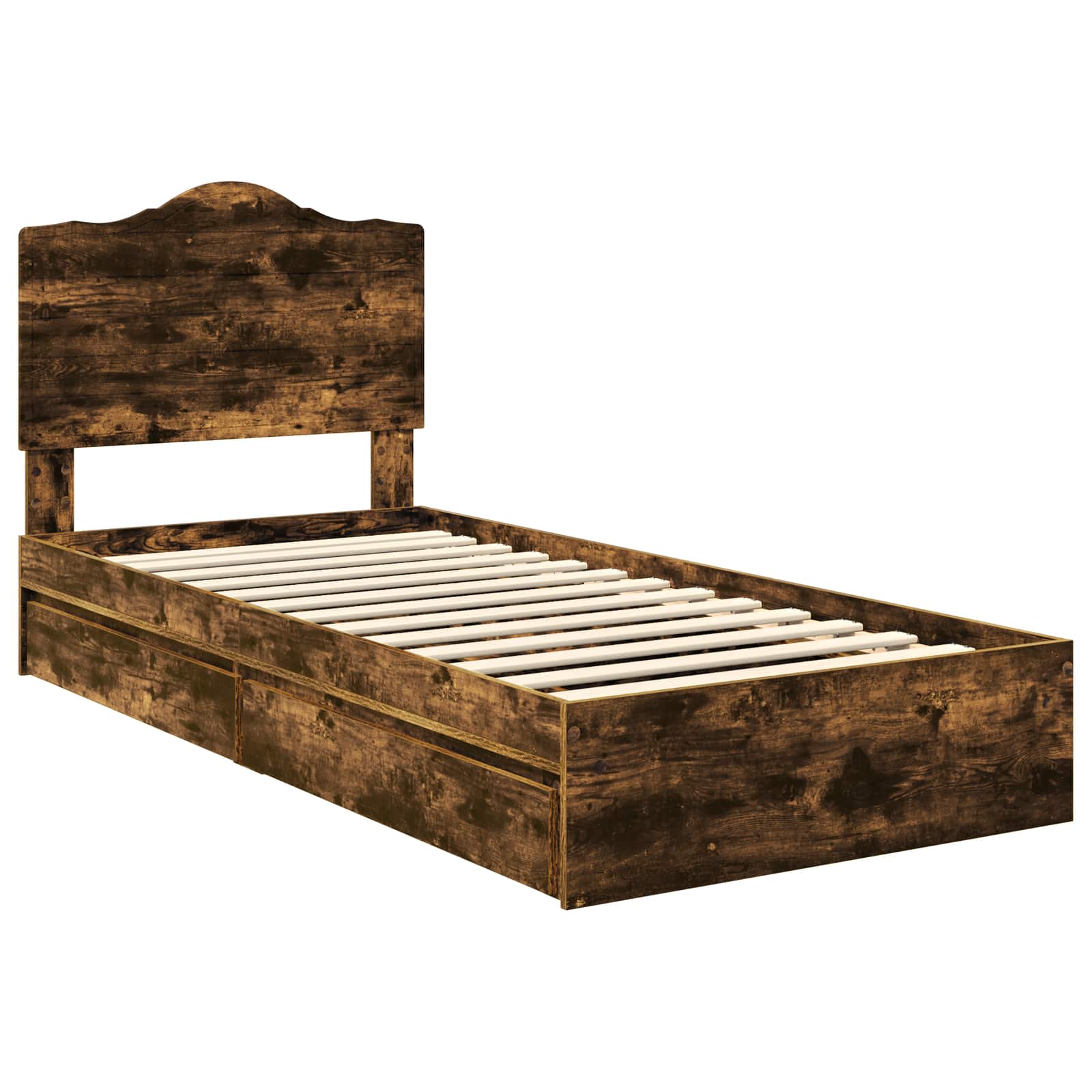Lit de Rangement Chêne fumé 90 x 200 cm Bois d'ingénierie