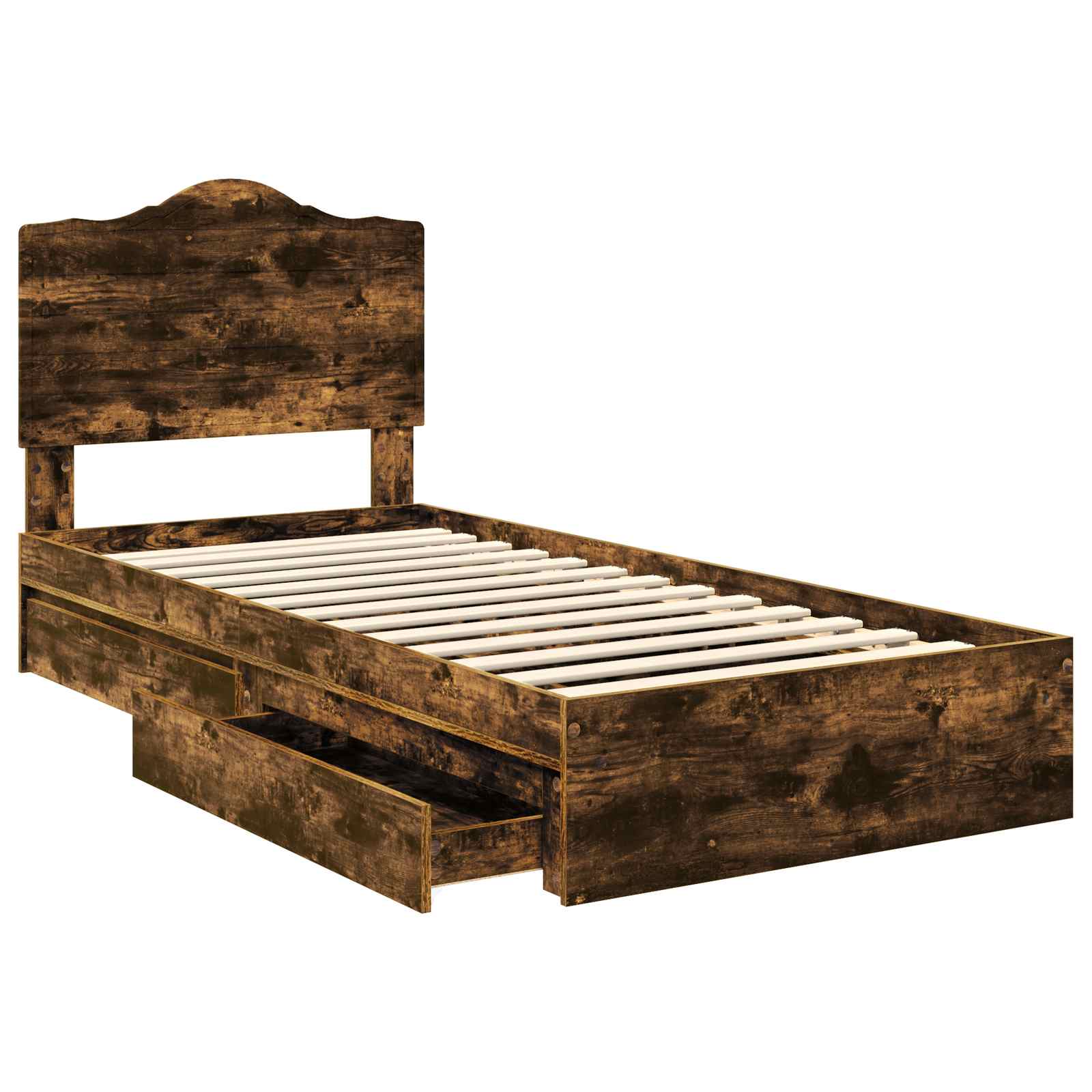 Lit de Rangement Chêne fumé 90 x 200 cm Bois d'ingénierie
