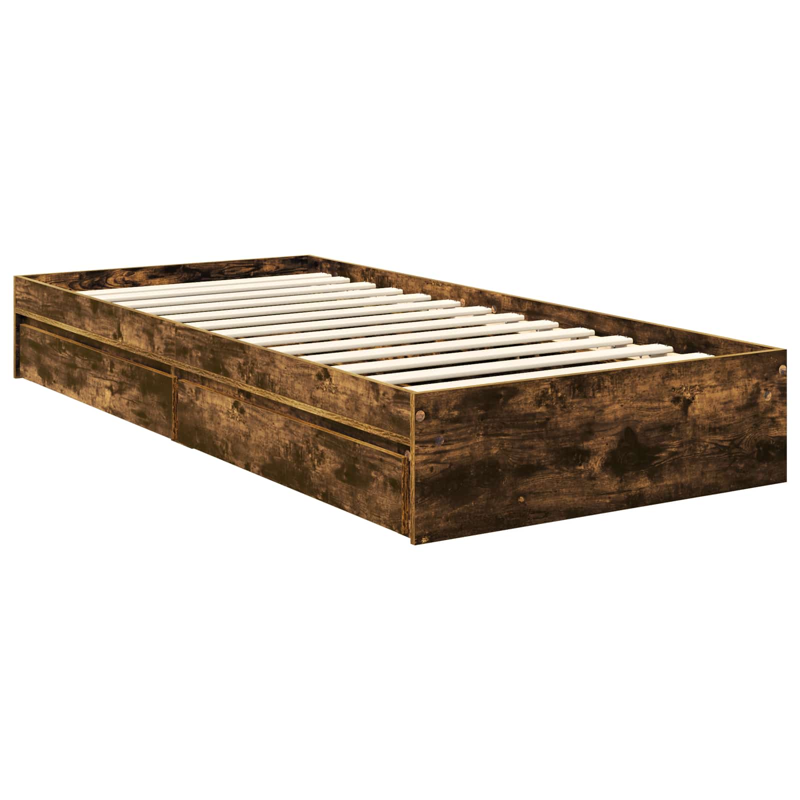 Lit de Rangement Chêne fumé 90 x 200 cm Bois d'ingénierie