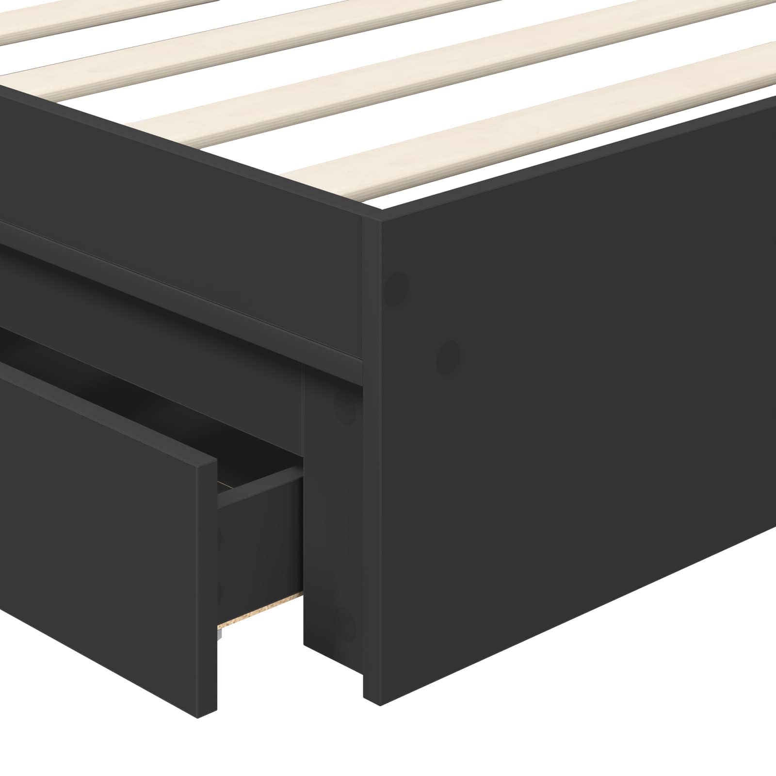 Lit de Rangement avec tiroir Noir 90 x 190 cm Bois d'ingénierie - XIOS