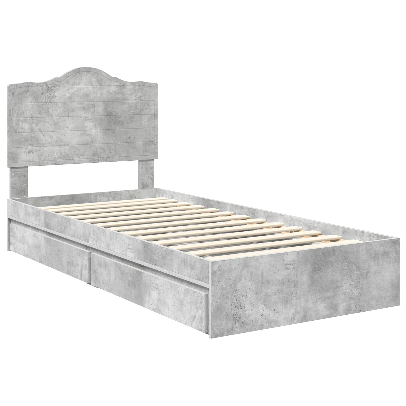 Lit de Rangement Gris béton 90 x 190 cm Bois d'ingénierie - XIOS