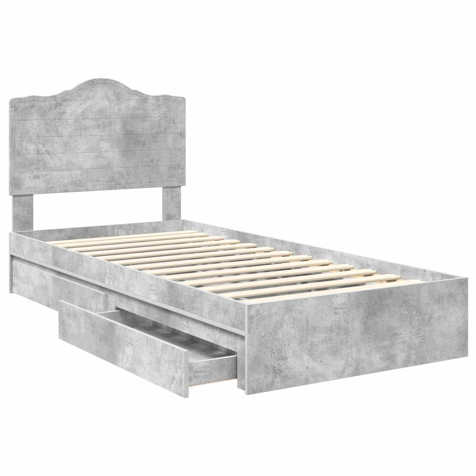 Lit de Rangement Gris béton 90 x 190 cm Bois d'ingénierie - XIOS