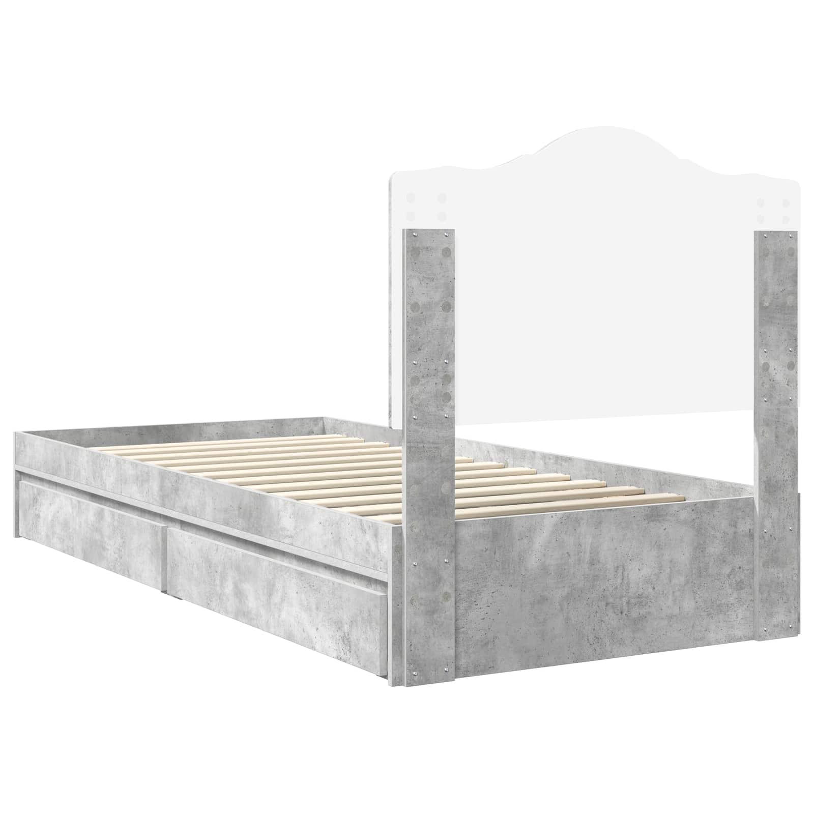 Lit de Rangement Gris béton 90 x 190 cm Bois d'ingénierie - XIOS