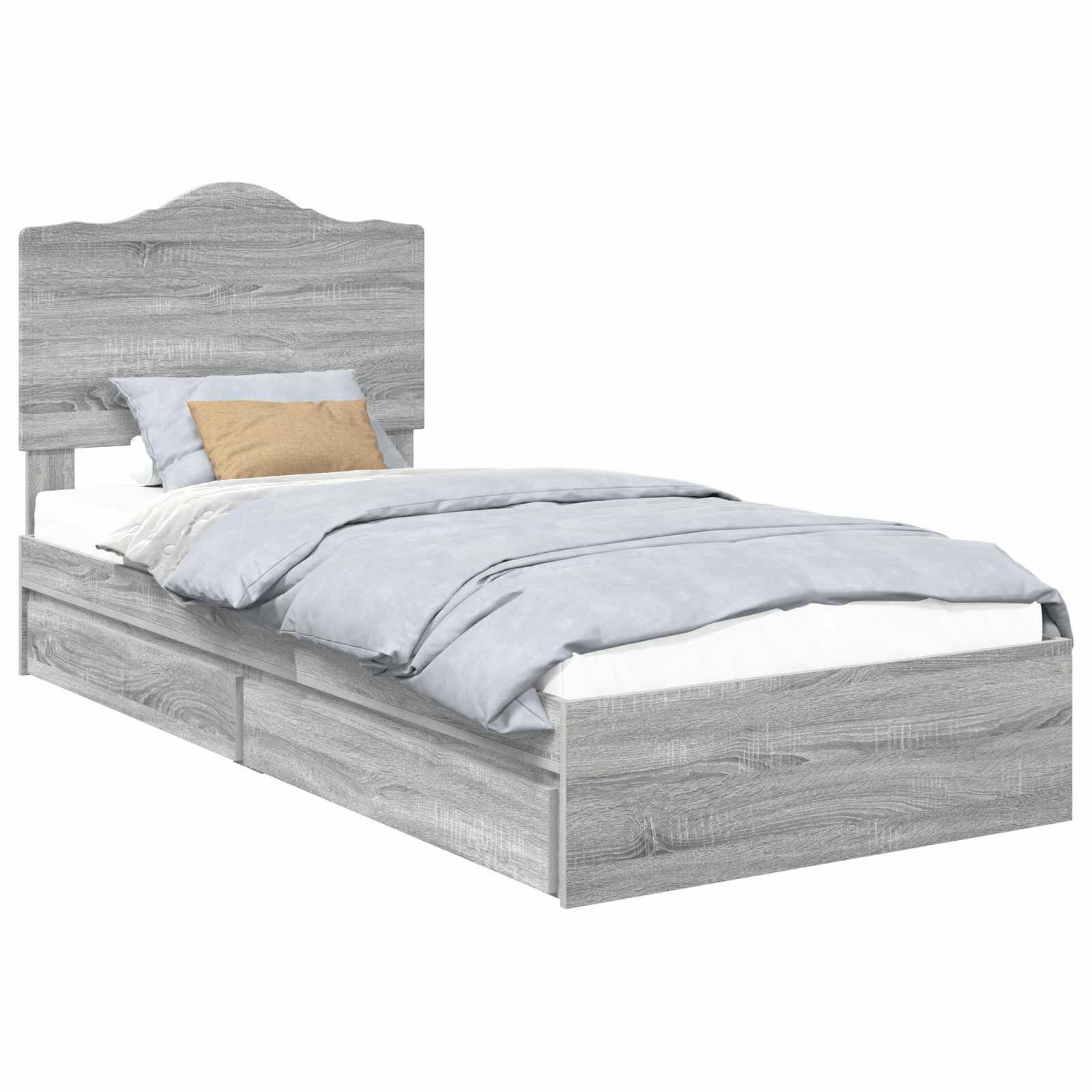 Lit de Rangement Gris Sonoma 90 x 190 cm Bois d'ingénierie - XIOS