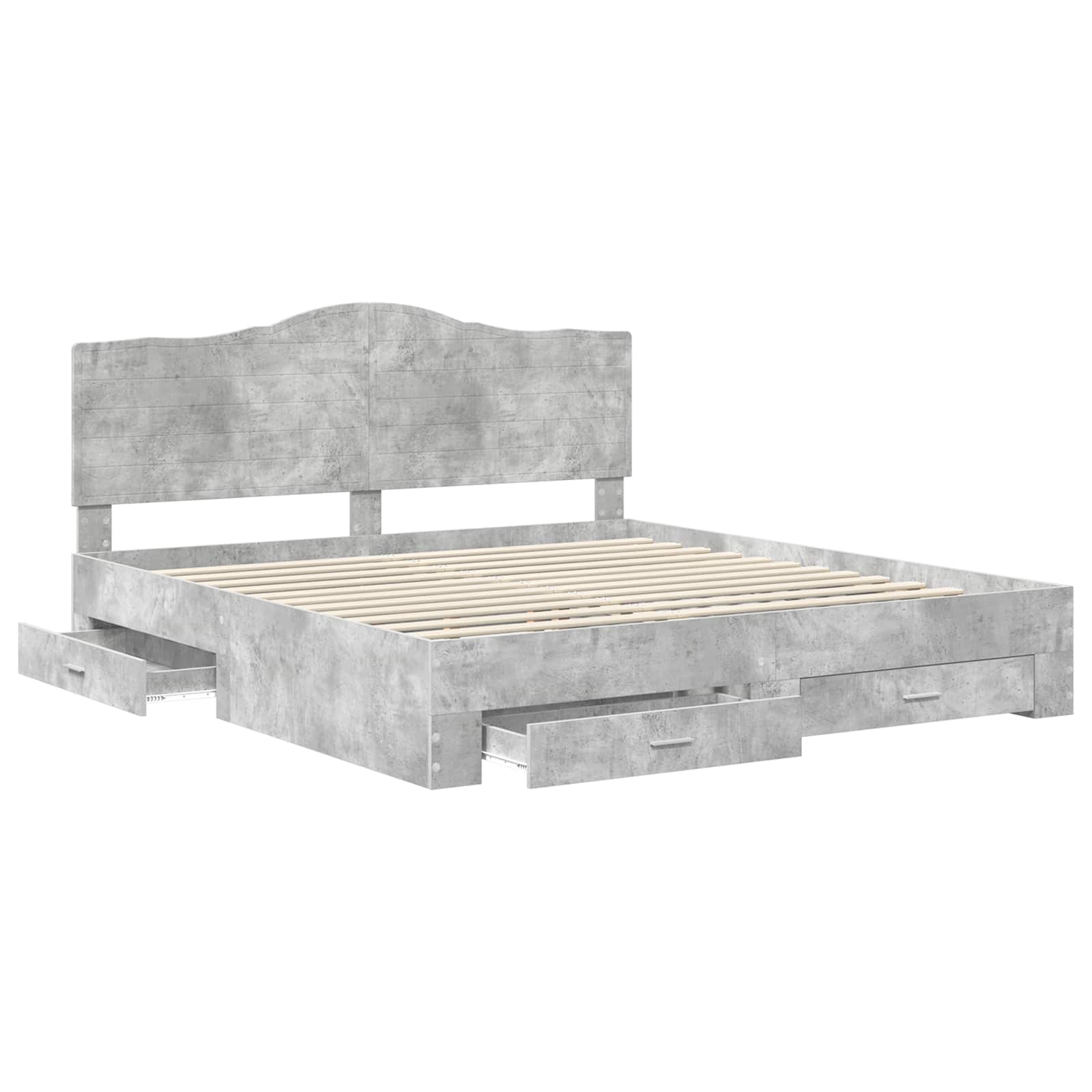 Cadre de lit Gris béton 200 x 200 cm Bois d'ingénierie - XIOS