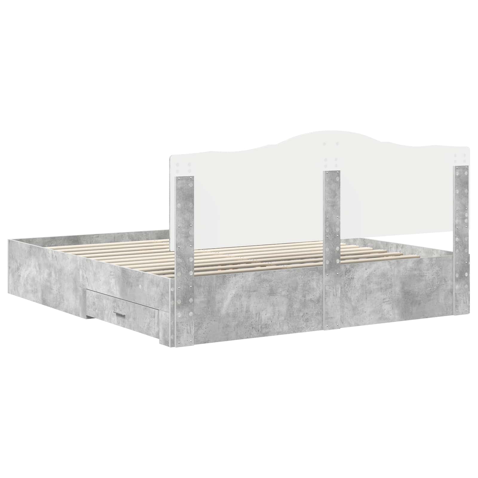 Cadre de lit Gris béton 200 x 200 cm Bois d'ingénierie - XIOS