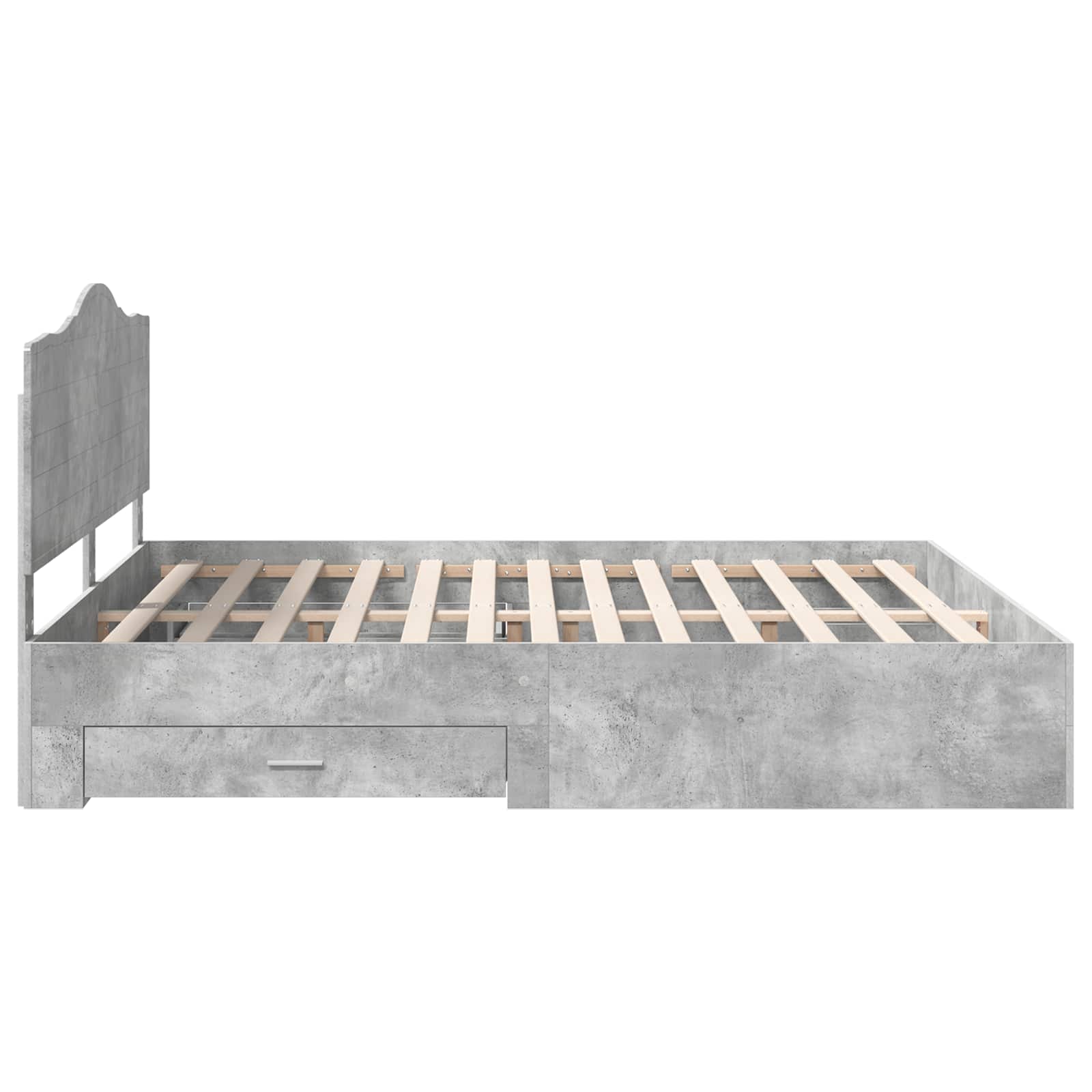 Cadre de lit Gris béton 200 x 200 cm Bois d'ingénierie - XIOS