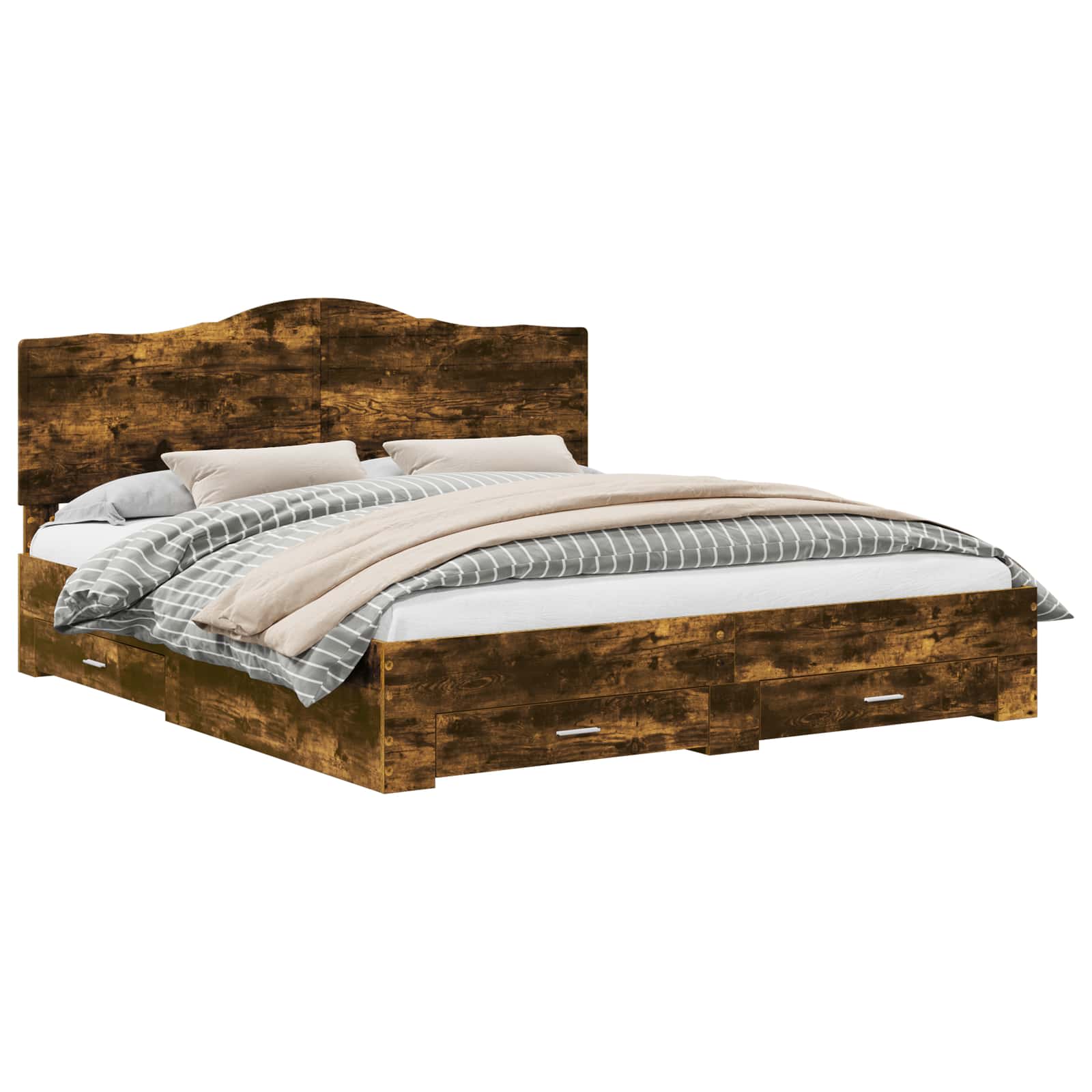 Cadre de lit Chêne fumé 200 x 200 cm Bois d'ingénierie - XIOS