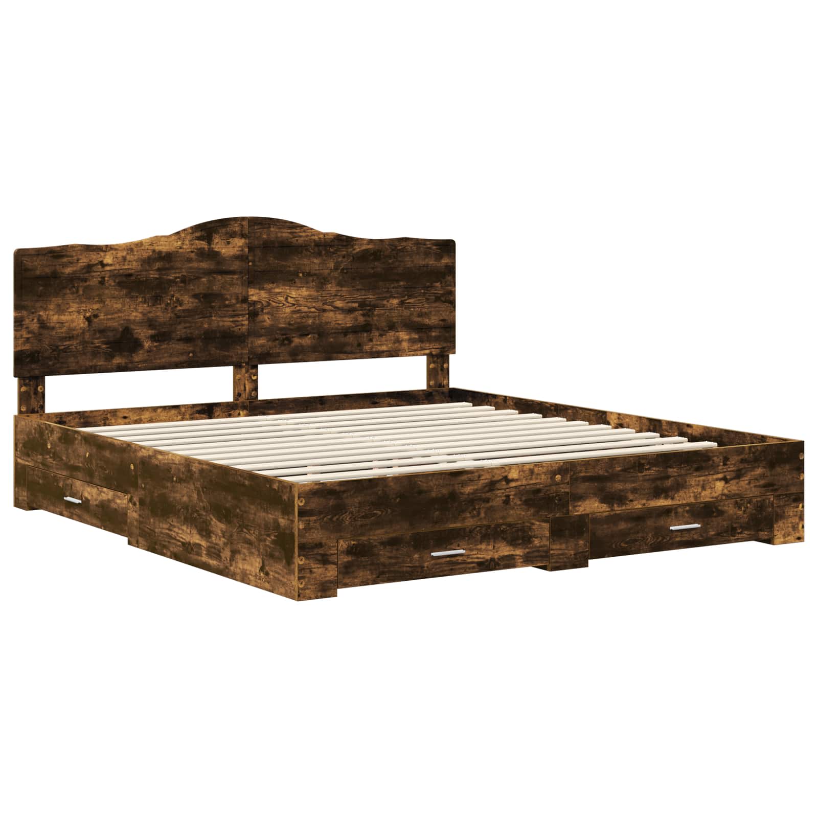 Cadre de lit Chêne fumé 200 x 200 cm Bois d'ingénierie - XIOS