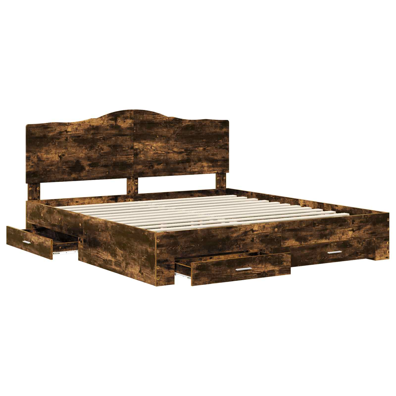 Cadre de lit Chêne fumé 200 x 200 cm Bois d'ingénierie - XIOS