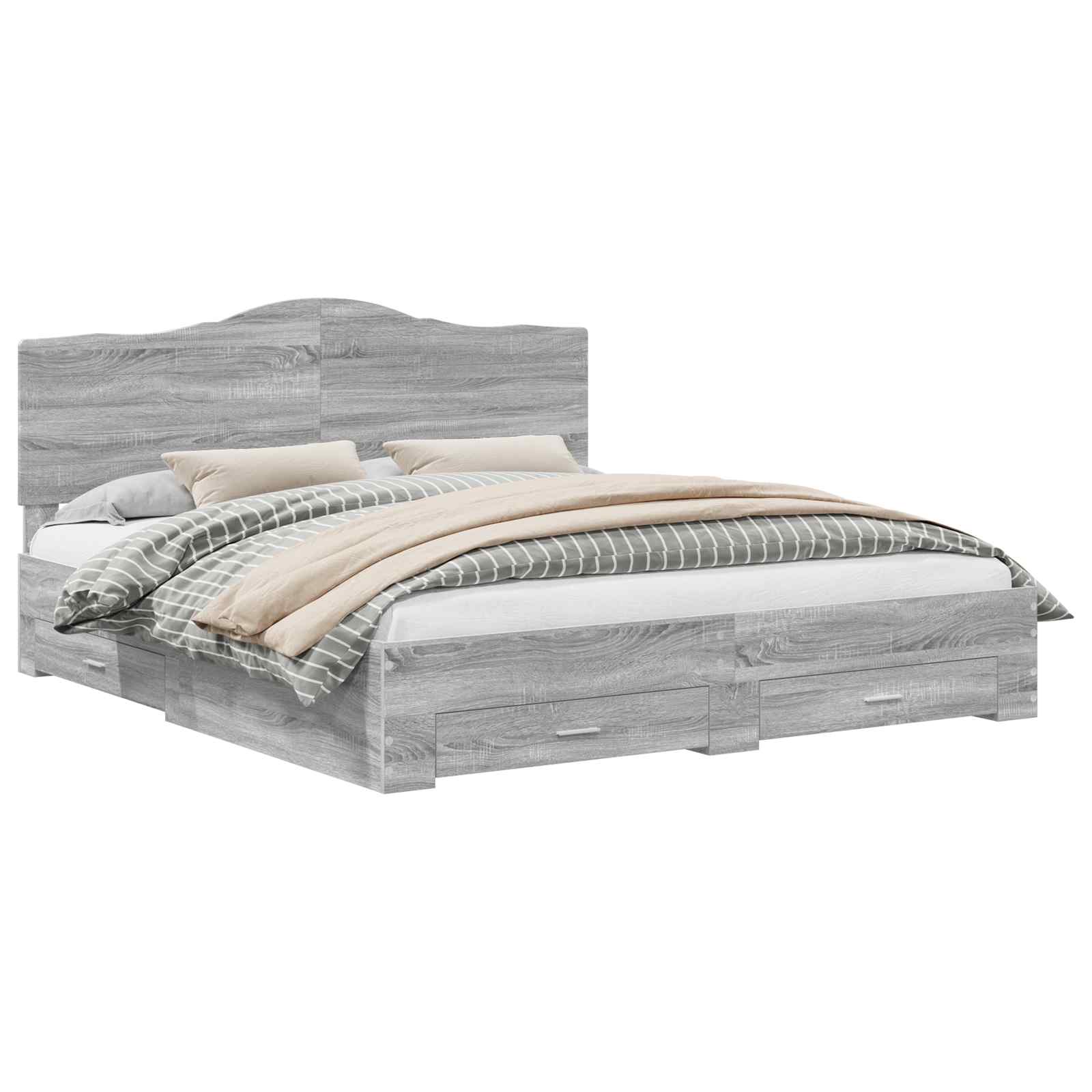 Cadre de lit Gris Sonoma 200 x 200 cm Bois d'ingénierie - XIOS