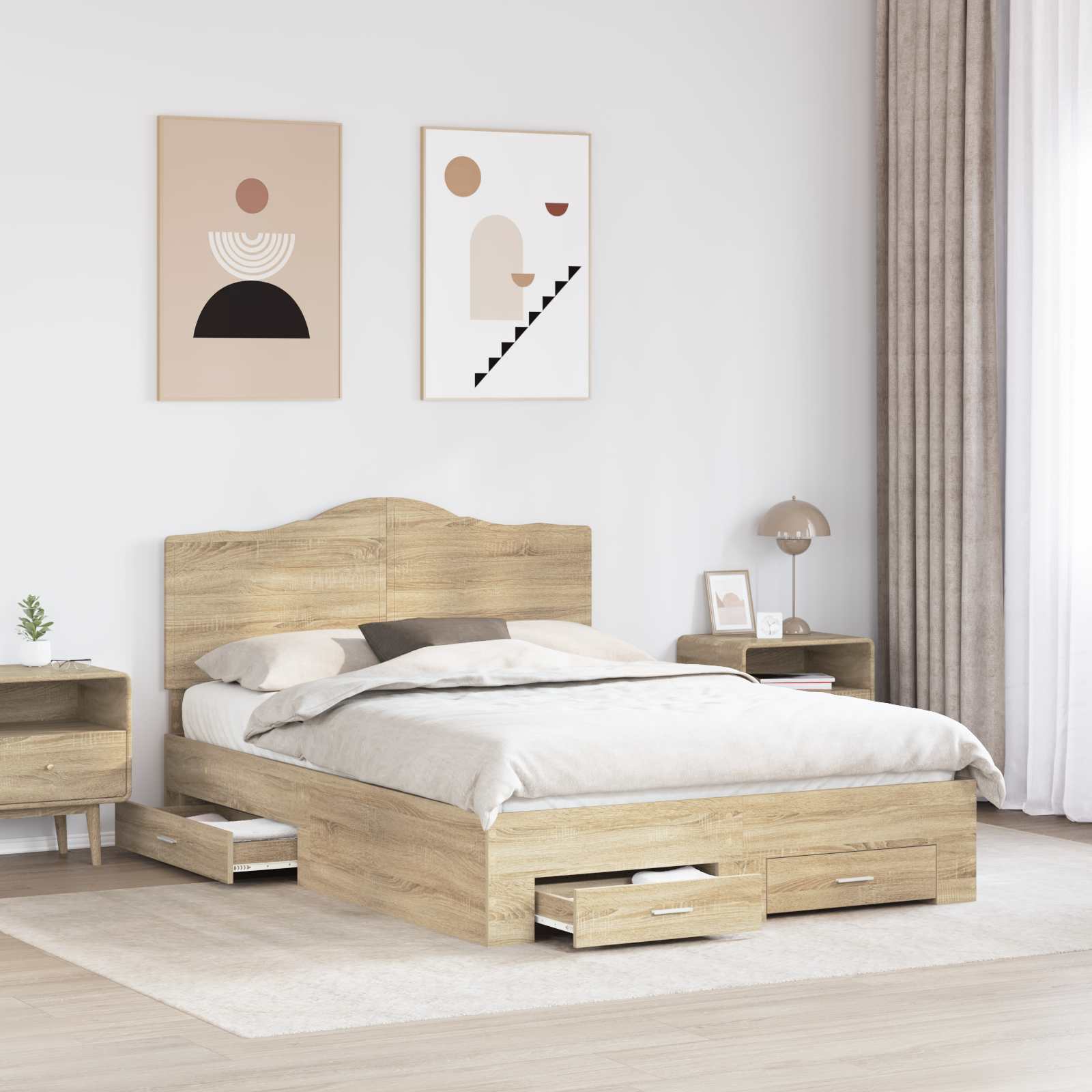 Cadre de lit Chêne Sonoma 150 x 200 cm Bois d'ingénierie - XIOS