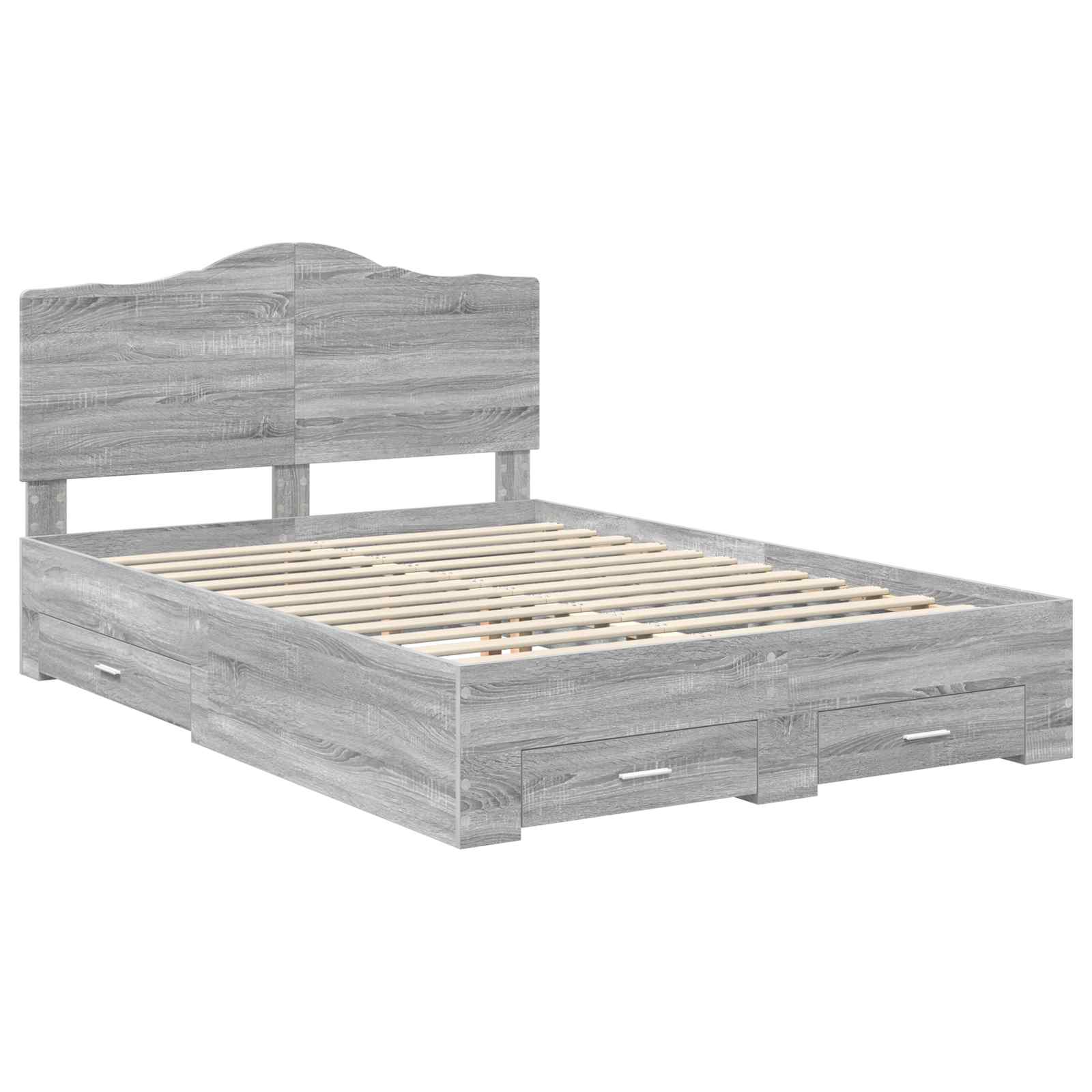 Cadre de lit Gris Sonoma 140 x 190 cm Bois d'ingénierie - XIOS