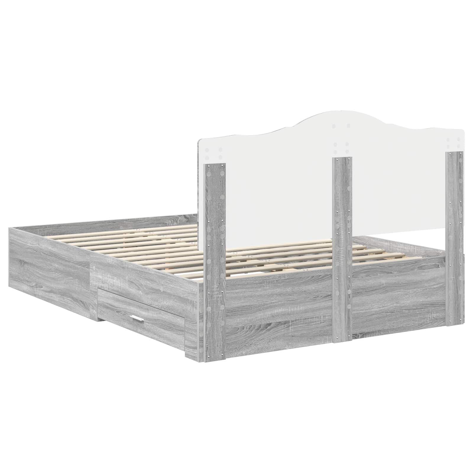 Cadre de lit Gris Sonoma 140 x 190 cm Bois d'ingénierie - XIOS